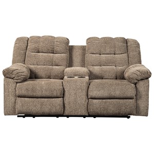 Signature Design by Ashley Workhorse Double Reclining Loveseat w/ Console