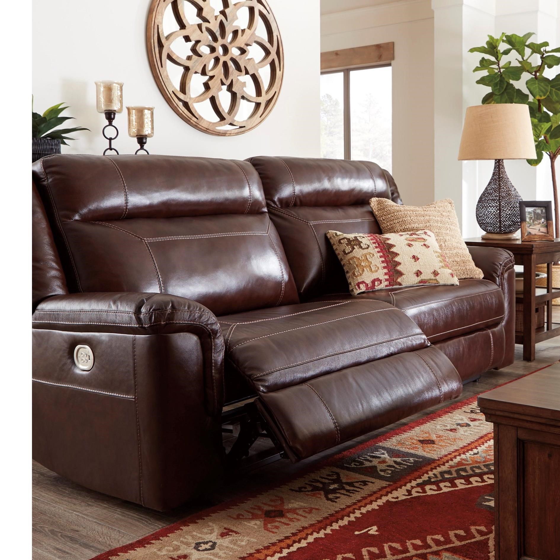 Signature Design by Ashley Wyline Power Reclining Sofa with Adjustable Headrest | Standard ...