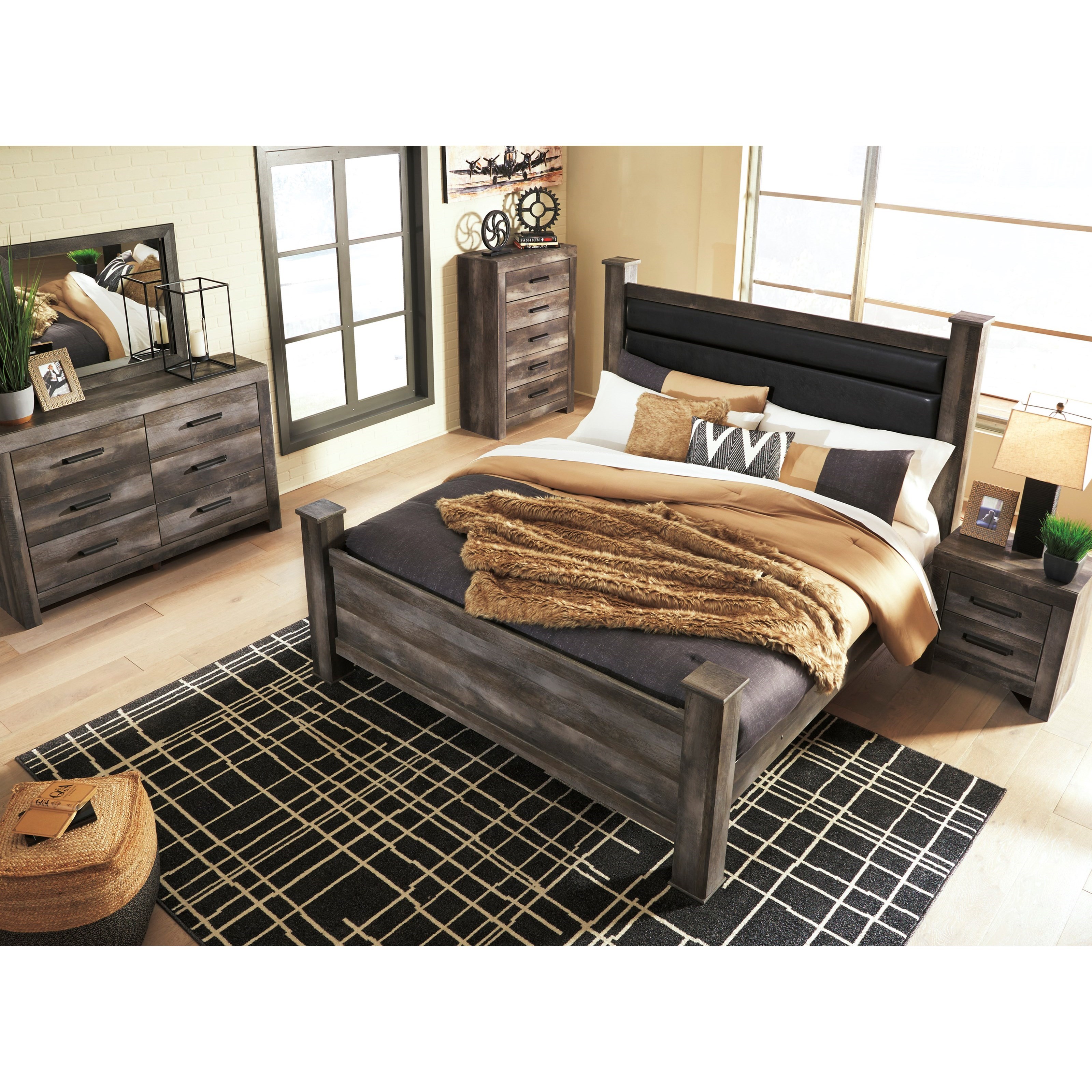 Signature Design by Ashley Wynnlow King Rustic Poster Bed ...