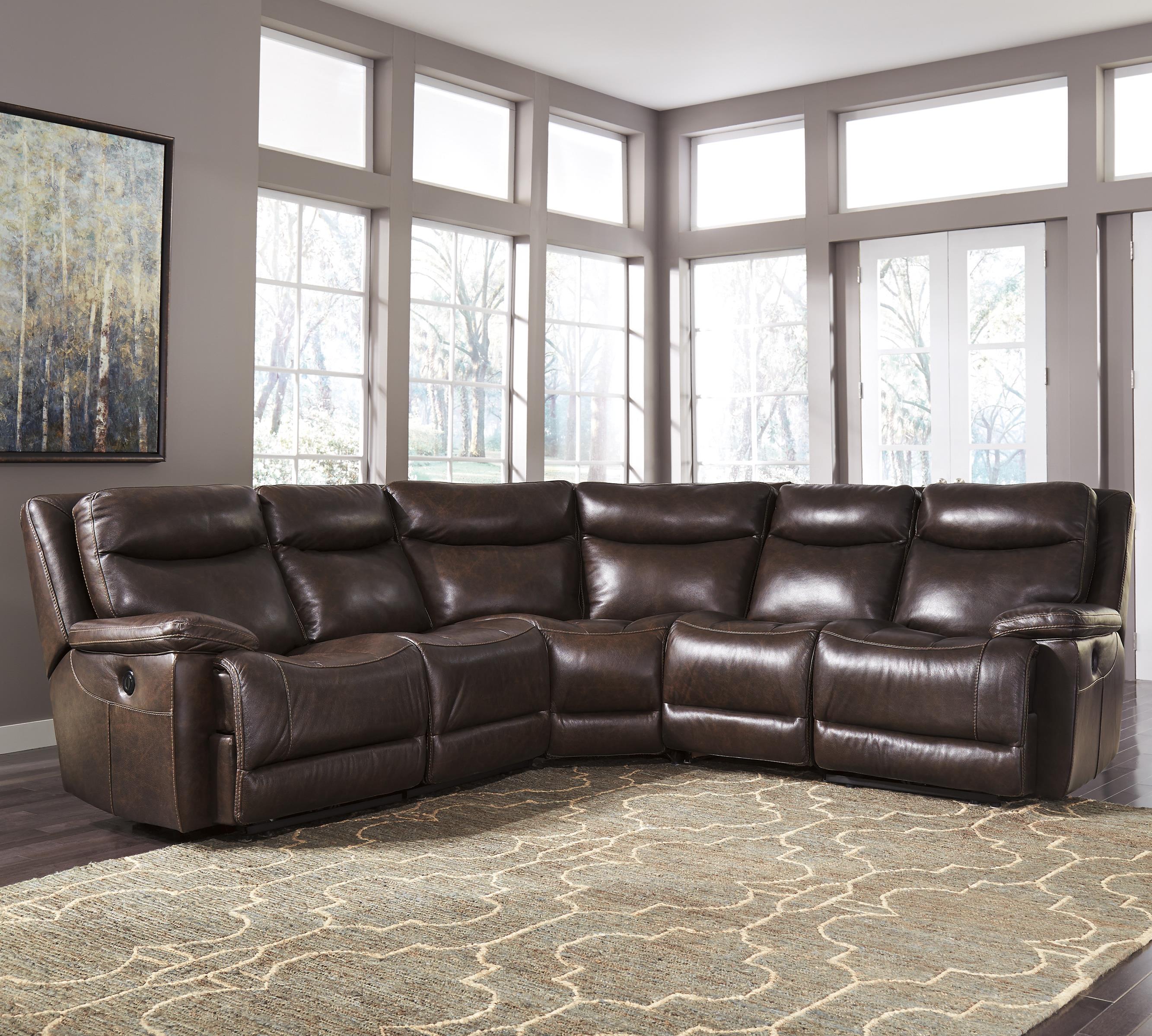 Signature Design By Ashley Zaiden Contemporary Leather Match Power ~ Fabric Sectional Sofa With Power Recliner Signature Design By Ashley Zaiden Contemporary Leather Match Power ~ Fabric Sectional Sofa With Power Recliner