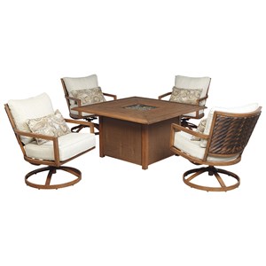 Benchcraft Zoranne 5-Piece Square Fire Pit Table Set