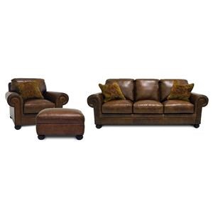 Simon Li Saint Charles Bourbon Leather Sofa, Chair & Ottoman