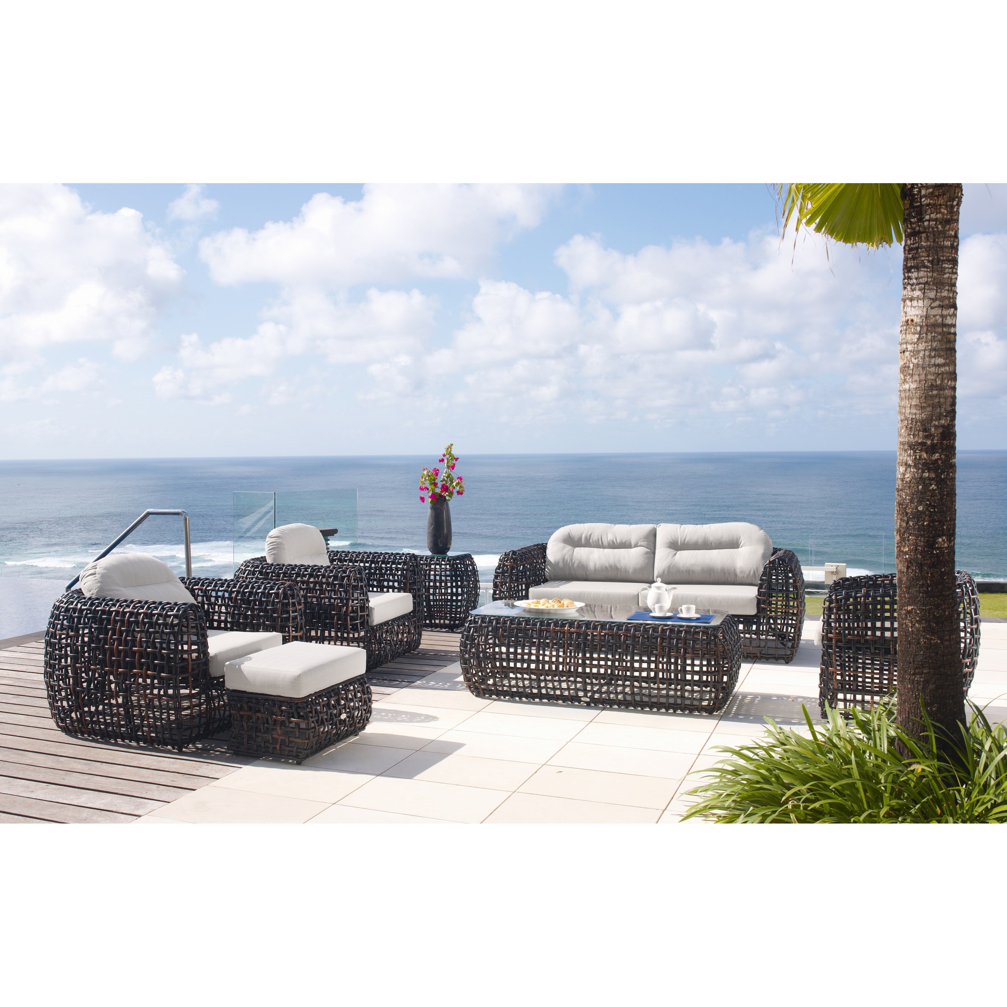Skyline Design Dynasty Outdoor Sofa with Open Weave Frame | Baer's