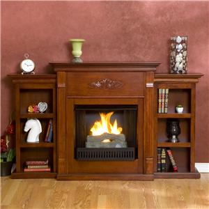 Southern Enterprises Fireplaces Lasalle Carved Mahogany Gel Fuel