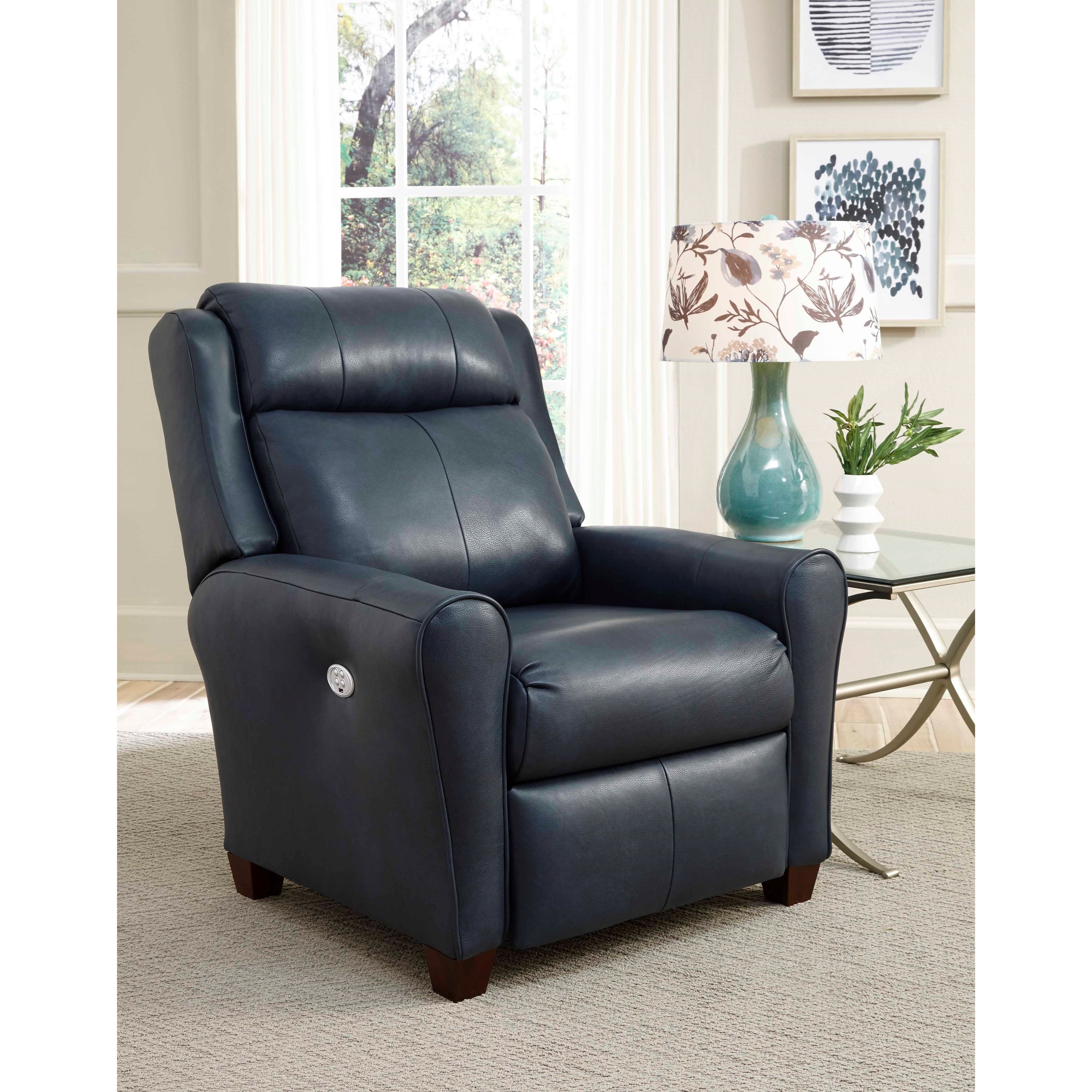 Southern Motion Cool Springs Transitional Bustle Back Power Recliner with Power Tilt Headrest, Massage, Heat | H.L. Stephens | High Leg Recliners