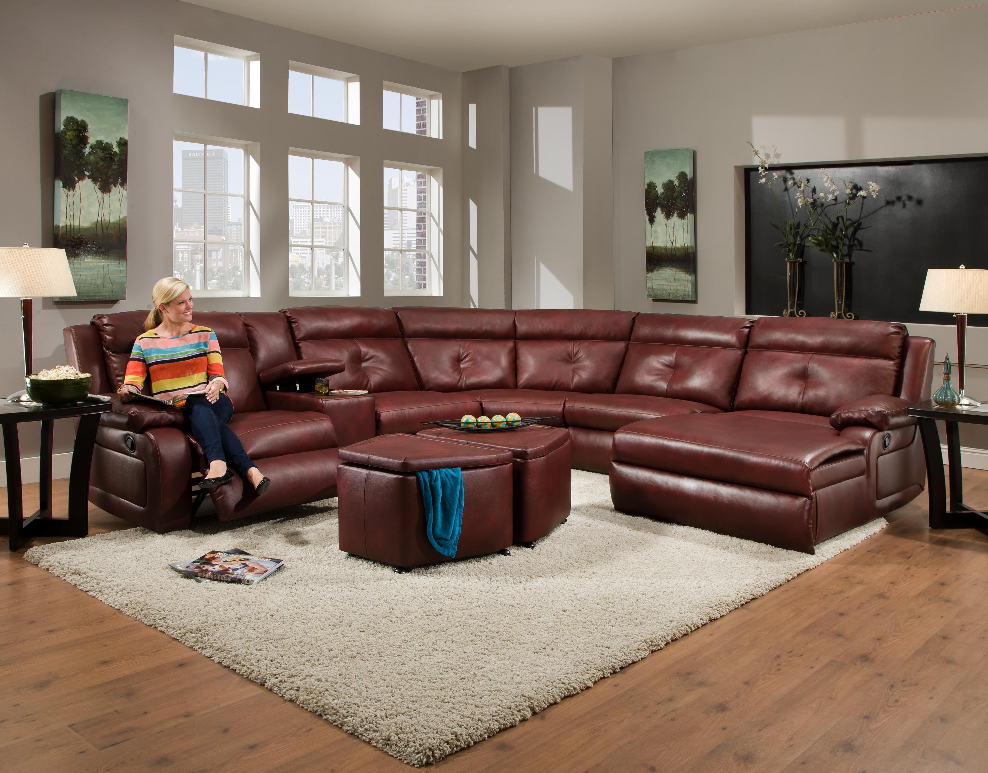 Southern Motion Dash Contemporary Styled Reclining Sectional Sofa with