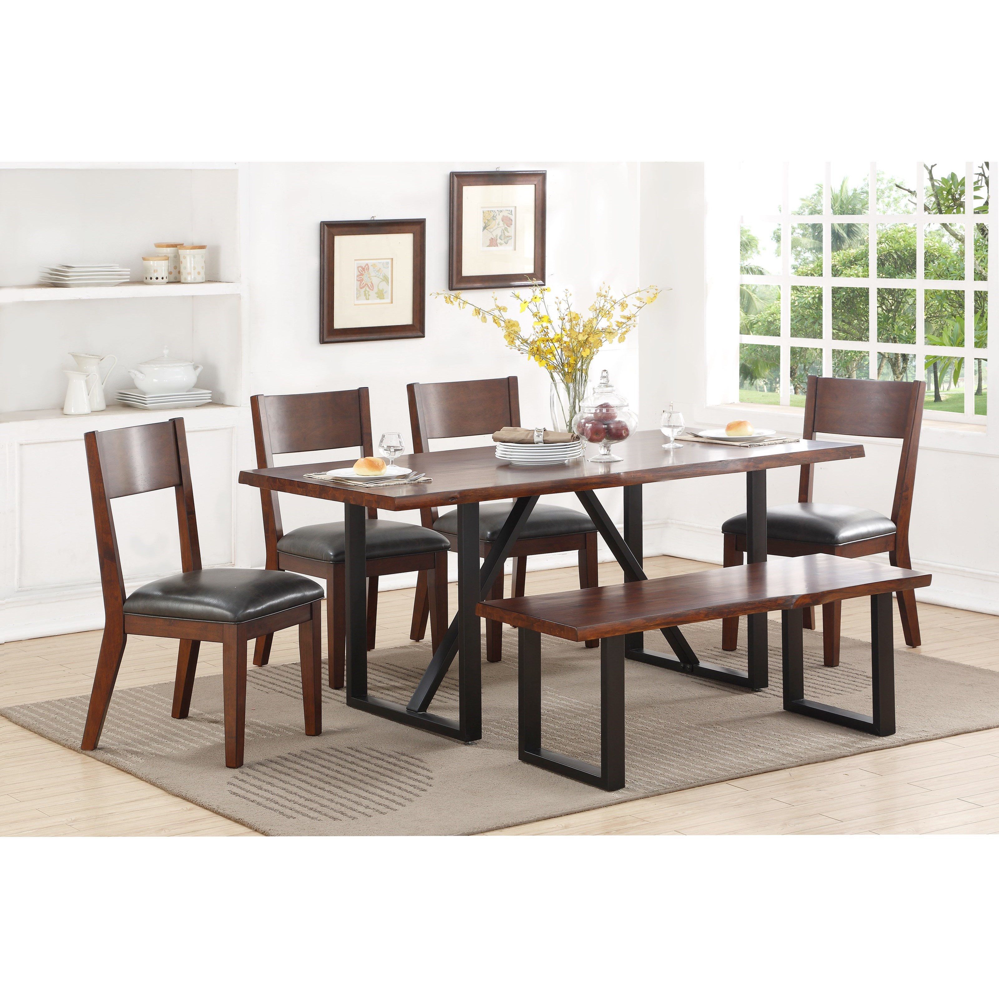 Standard Furniture Sierra Ii Rustic Table Set With Dining Bench Table Set With Dining Bench