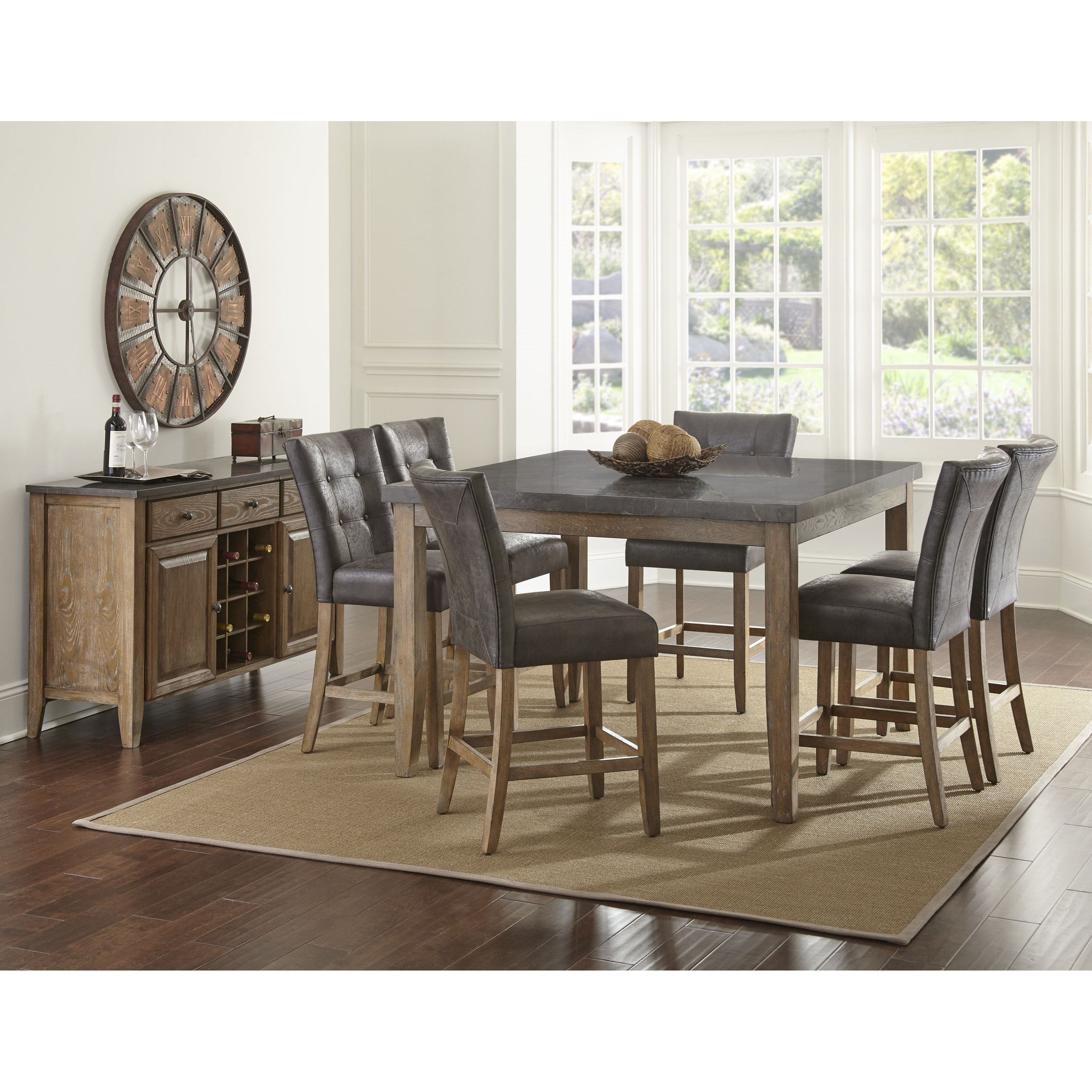 Steve Silver Debby 7 Piece Transitional Square Table and Chair Set with