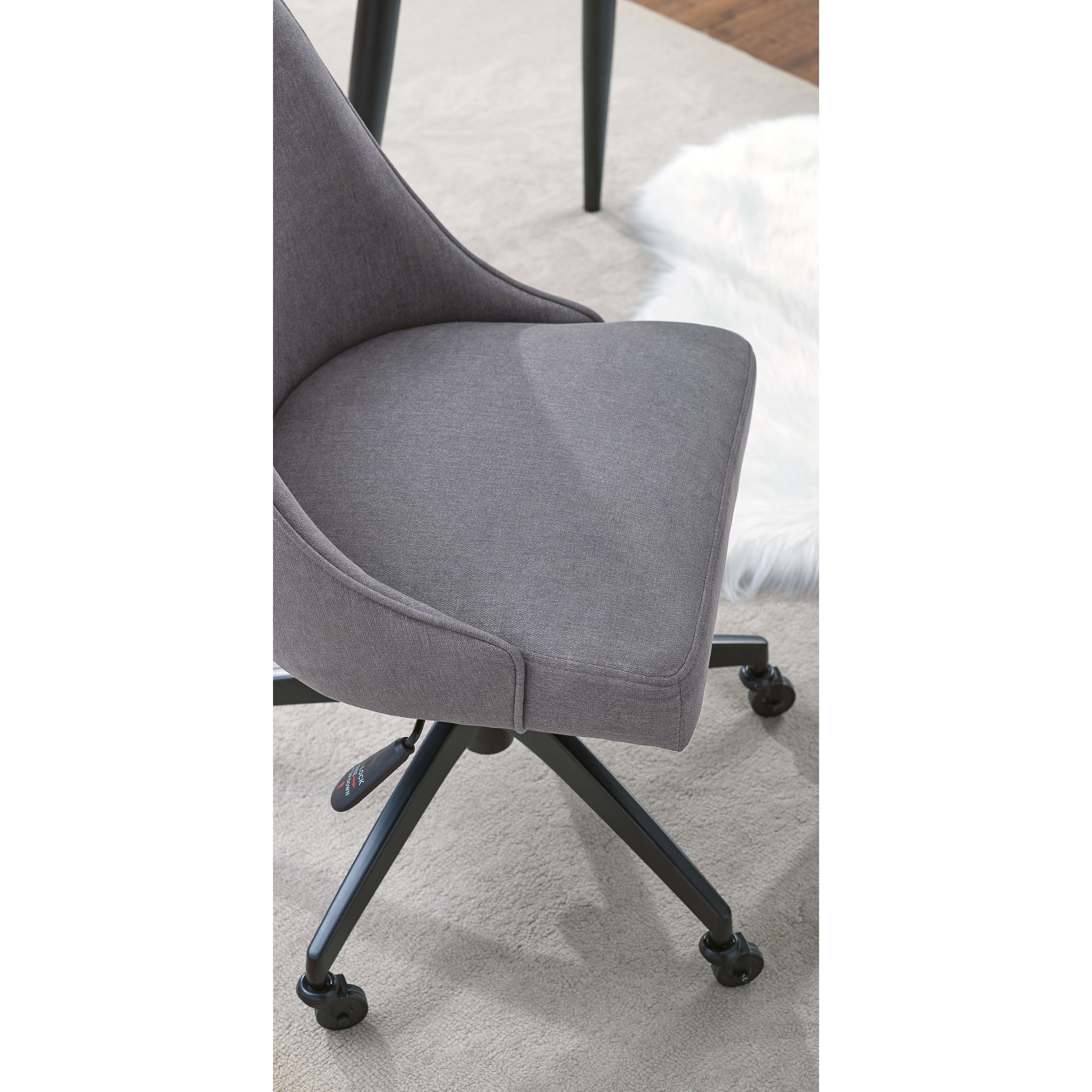 Steve Silver Kinsley Swivel Upholstered Desk Chair in Gray Fabric A1