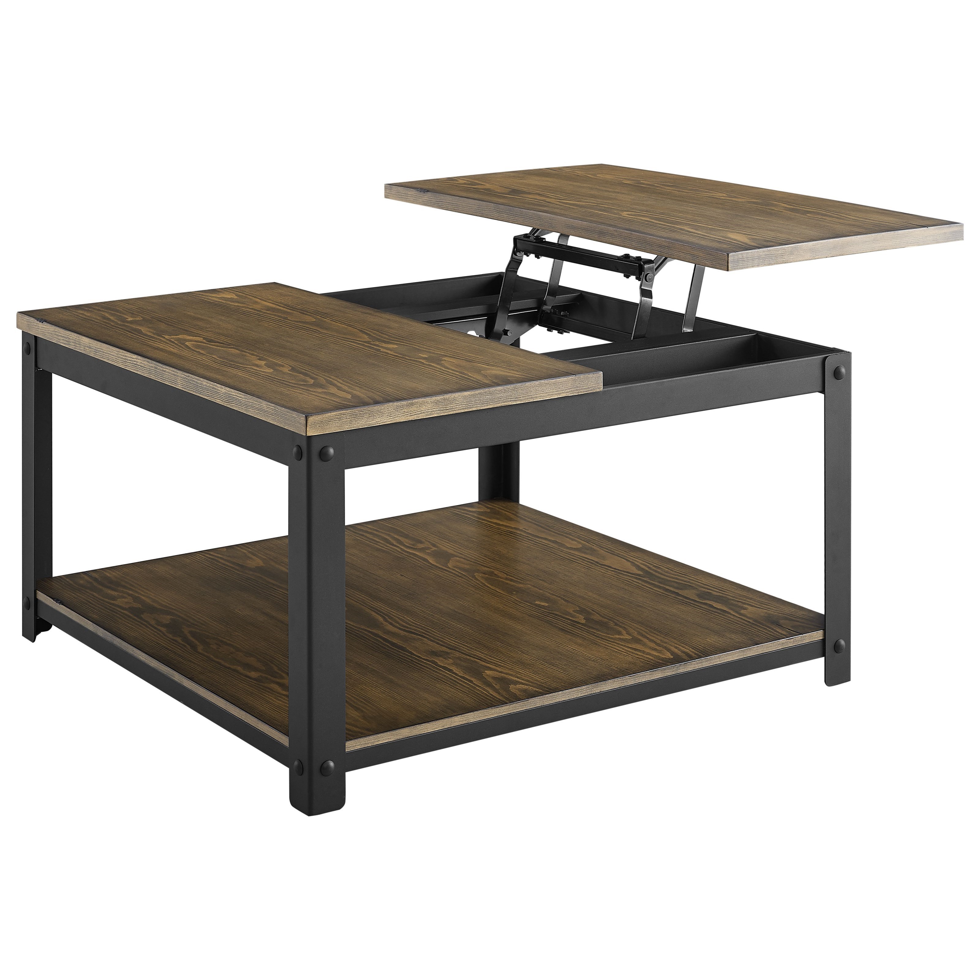 Steve Silver Logan Casual Wood/Metal Square Lift Top Cocktail Table w