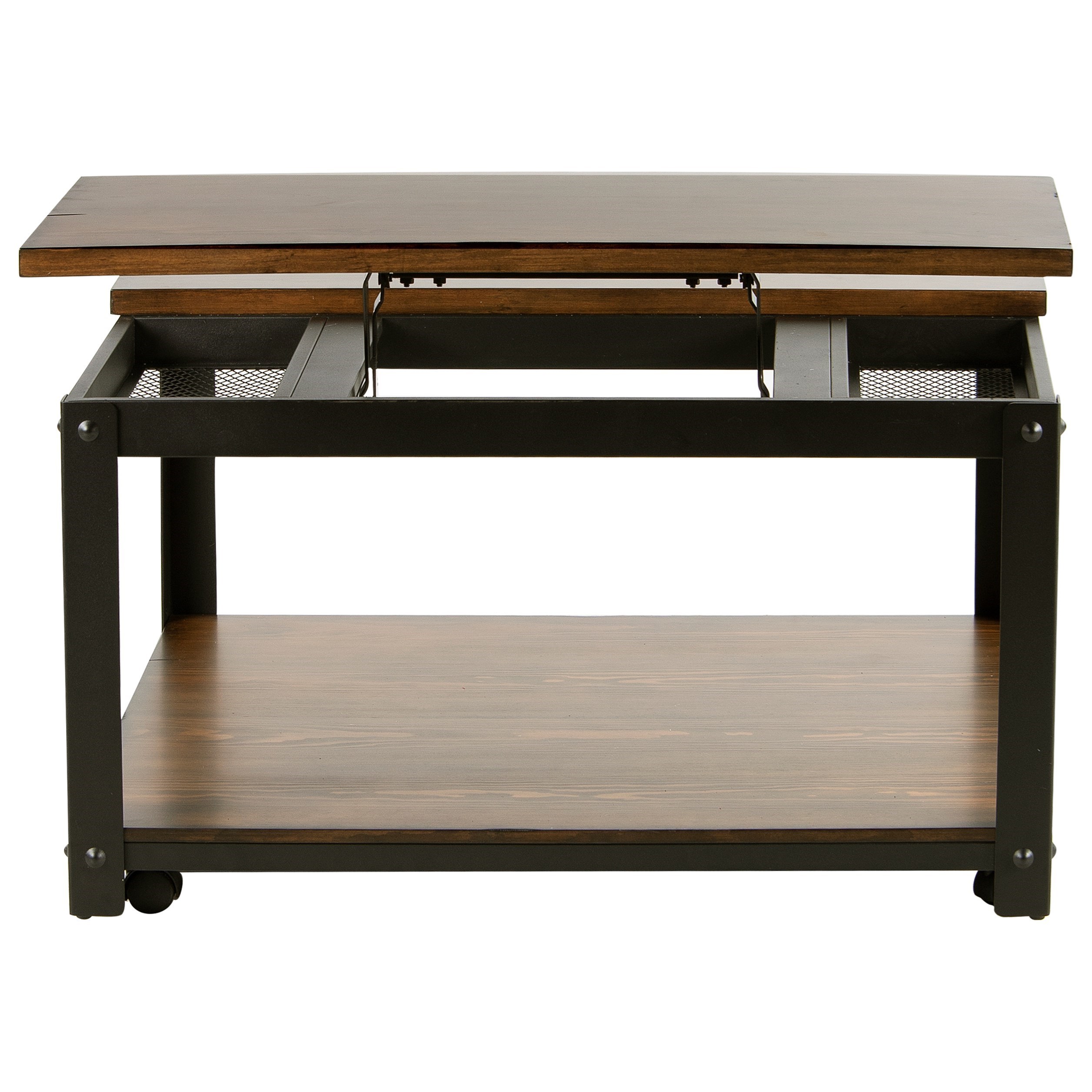 Steve Silver Logan Casual Wood/Metal Square Lift Top Cocktail Table w/ Casters Wayside