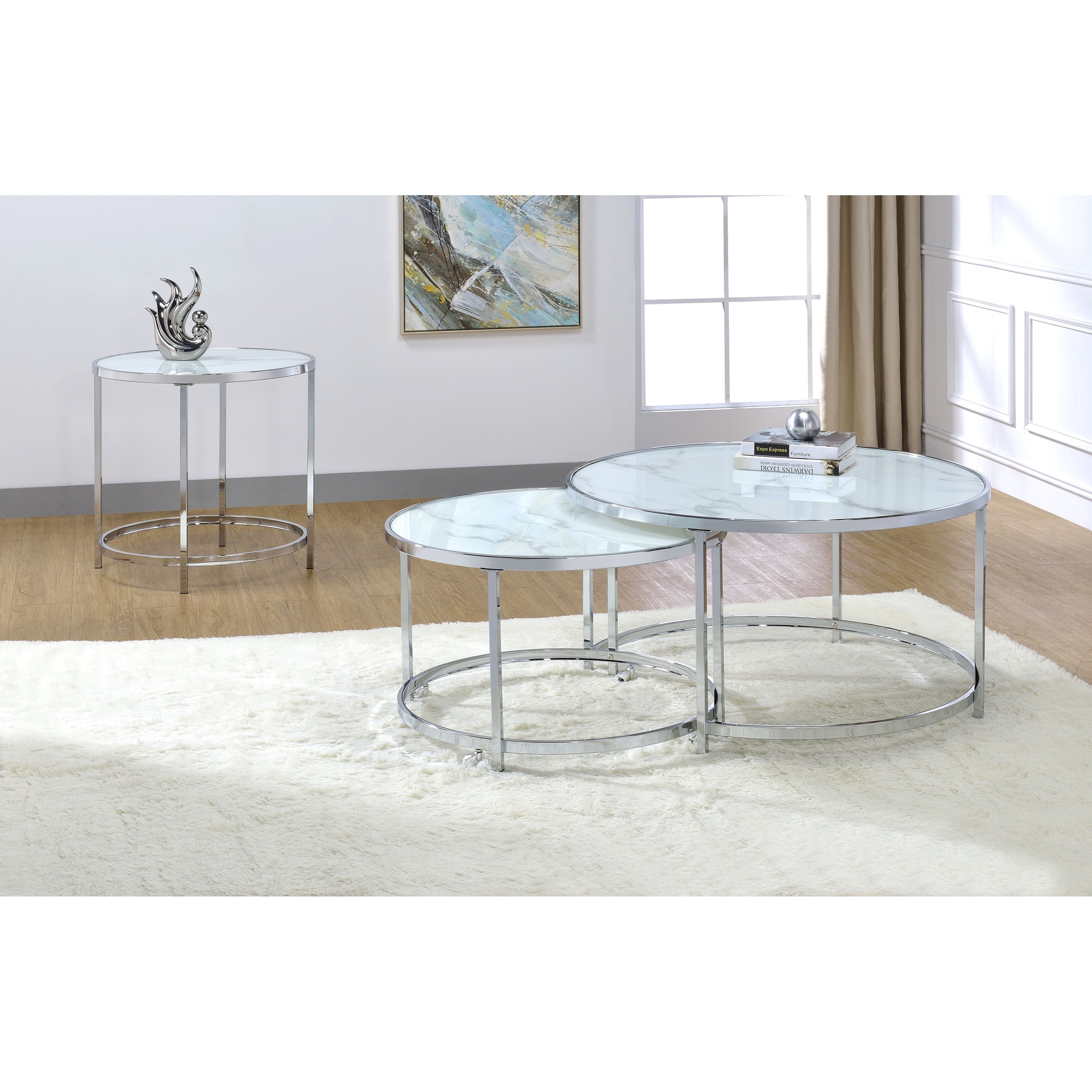 Steve Silver Rayne Contemporary Nesting Cocktail Tables with Faux