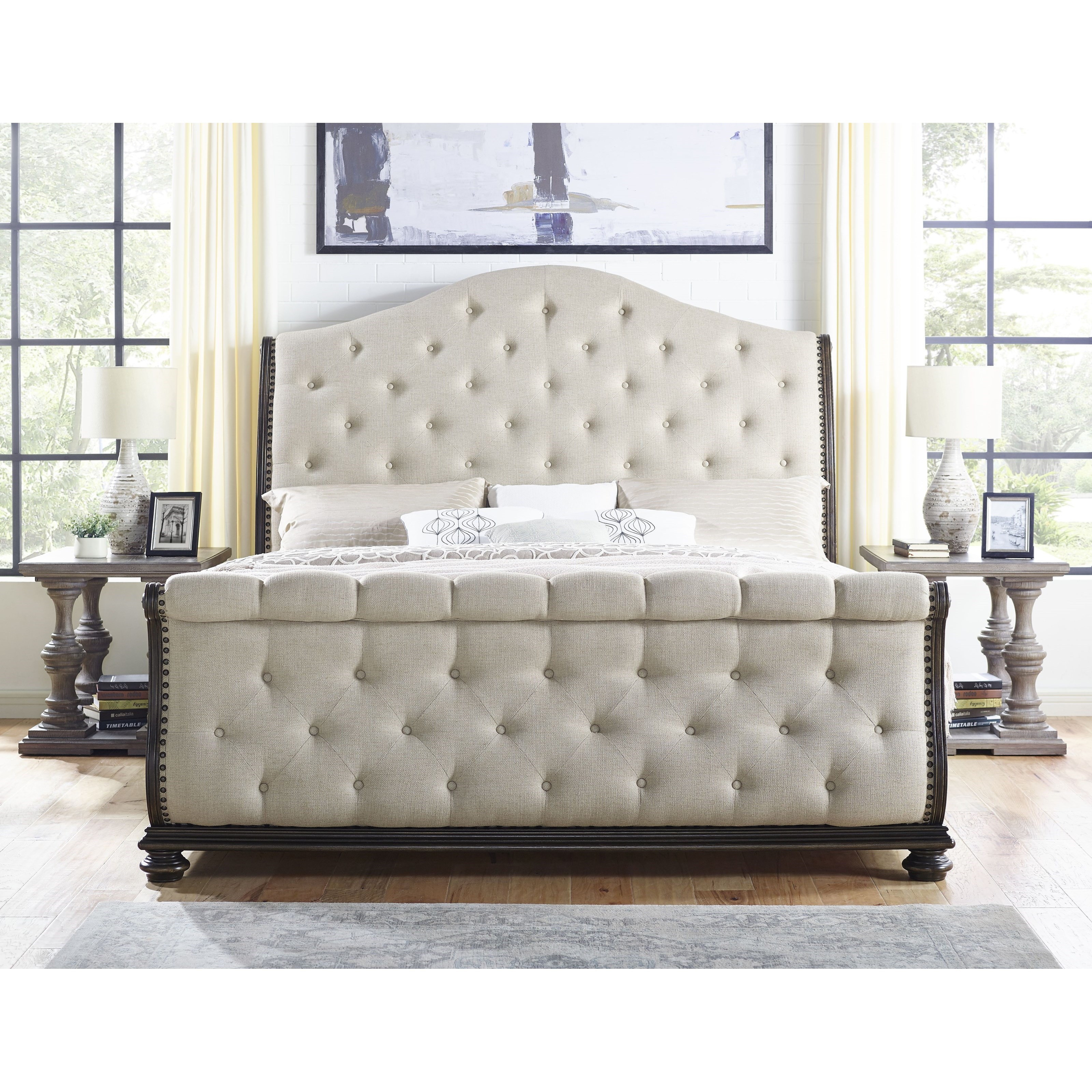 Steve Silver Rhapsody Traditional Queen Upholstered Sleigh Bed with