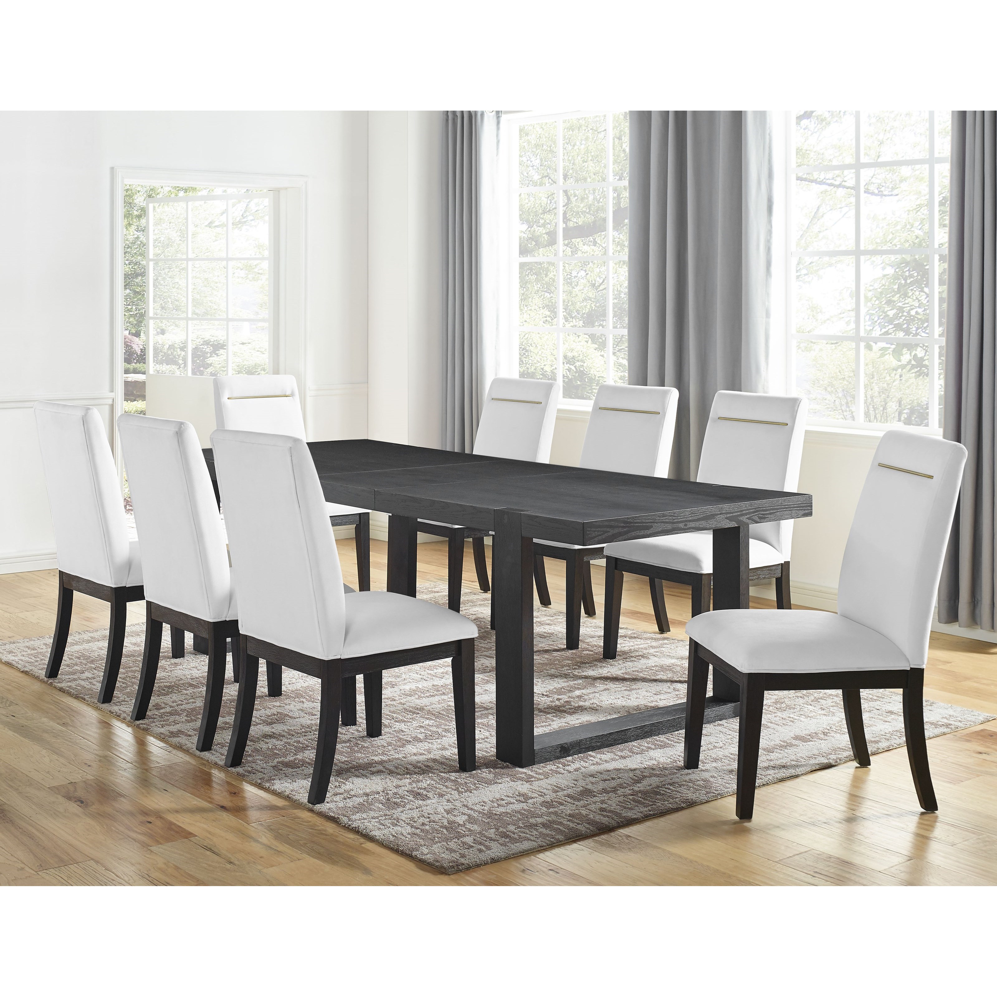Steve Silver Yves YS500TL TT 8xSW Contemporary 9 Piece Table And Chair Set Northeast Factory Direct Dining 7 Or More Piece Sets Steve Silver Yves YS500TL TT 8xSW Contemporary 9 Piece Table And Chair Set Northeast Factory Direct Dining 7 Or More Piece Sets