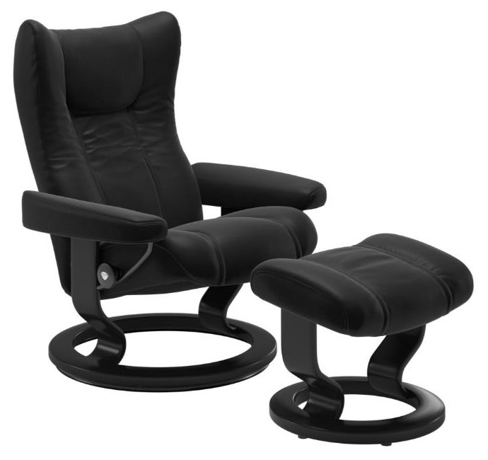 Stressless Wing 11161015S02 Medium Reclining Chair Ottoman with