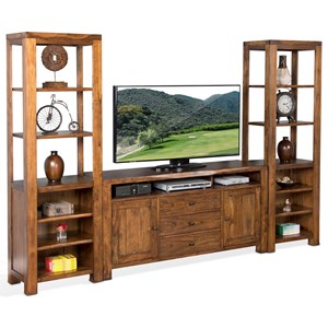 Sunny Designs Carey Live Edge Media Stand & 2 Piers