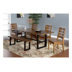 Sunny Designs Crescent Hill 6-Piece Live Edge Table Set with Bench