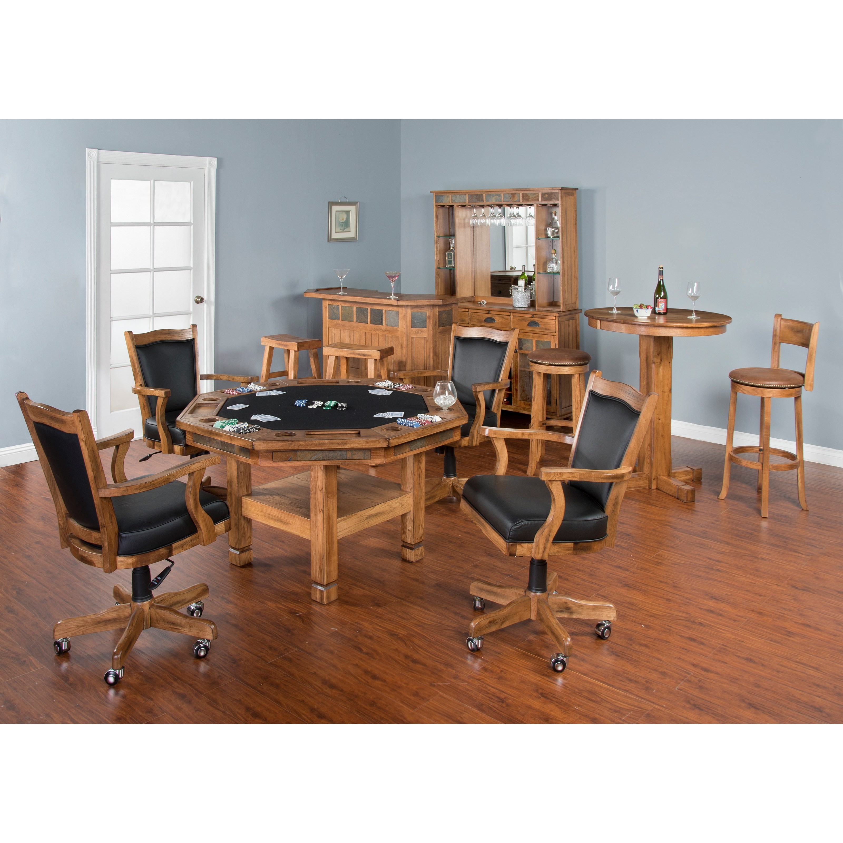 Sunny Designs Sedona Reversible Top Game & Dining Table with Shelf