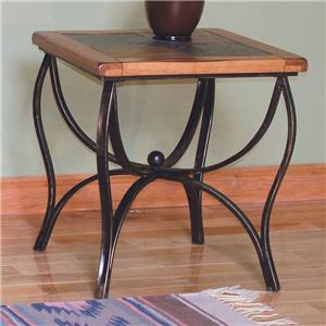 Sunny Designs Sedona Rustic Oak End Table With Slate Top Sparks End Table W Slate Top Metal Base