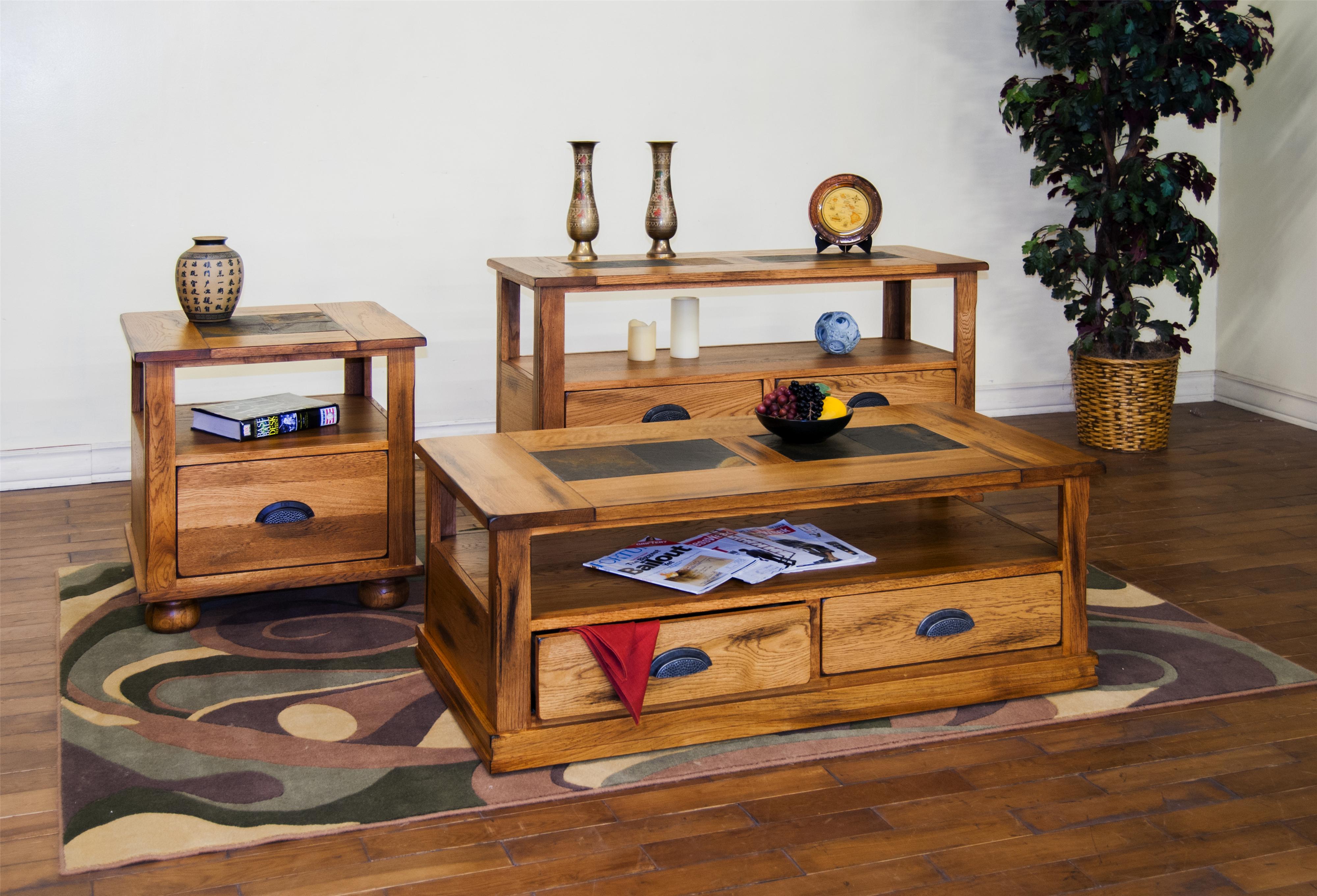 Sunny Designs Sedona End Table w/ Drawer and Slate Top Conlin's