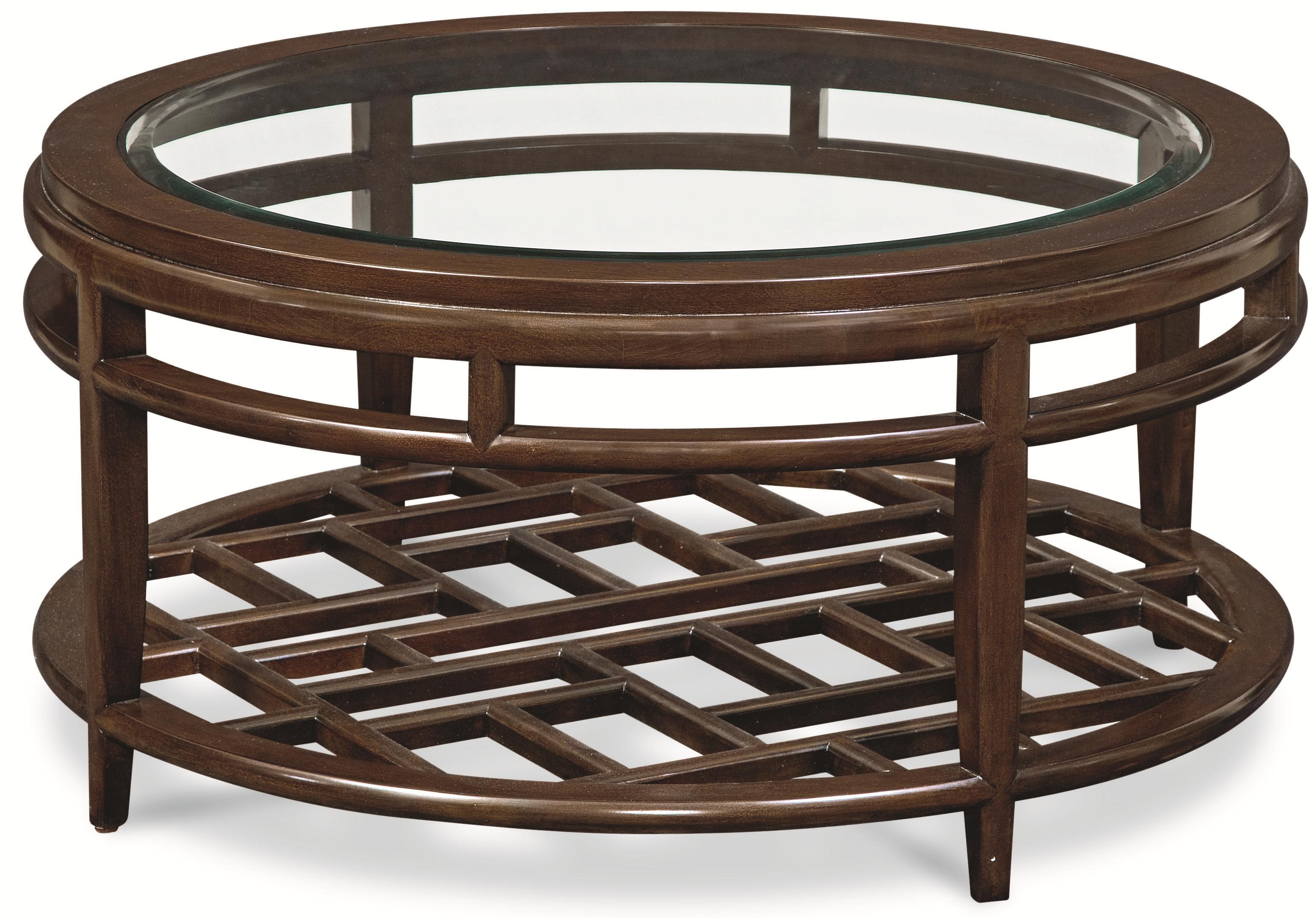 thomasville® lantau round coffee table w/ wood framed glass top thomasville® lantau round coffee table w/ wood framed glass top