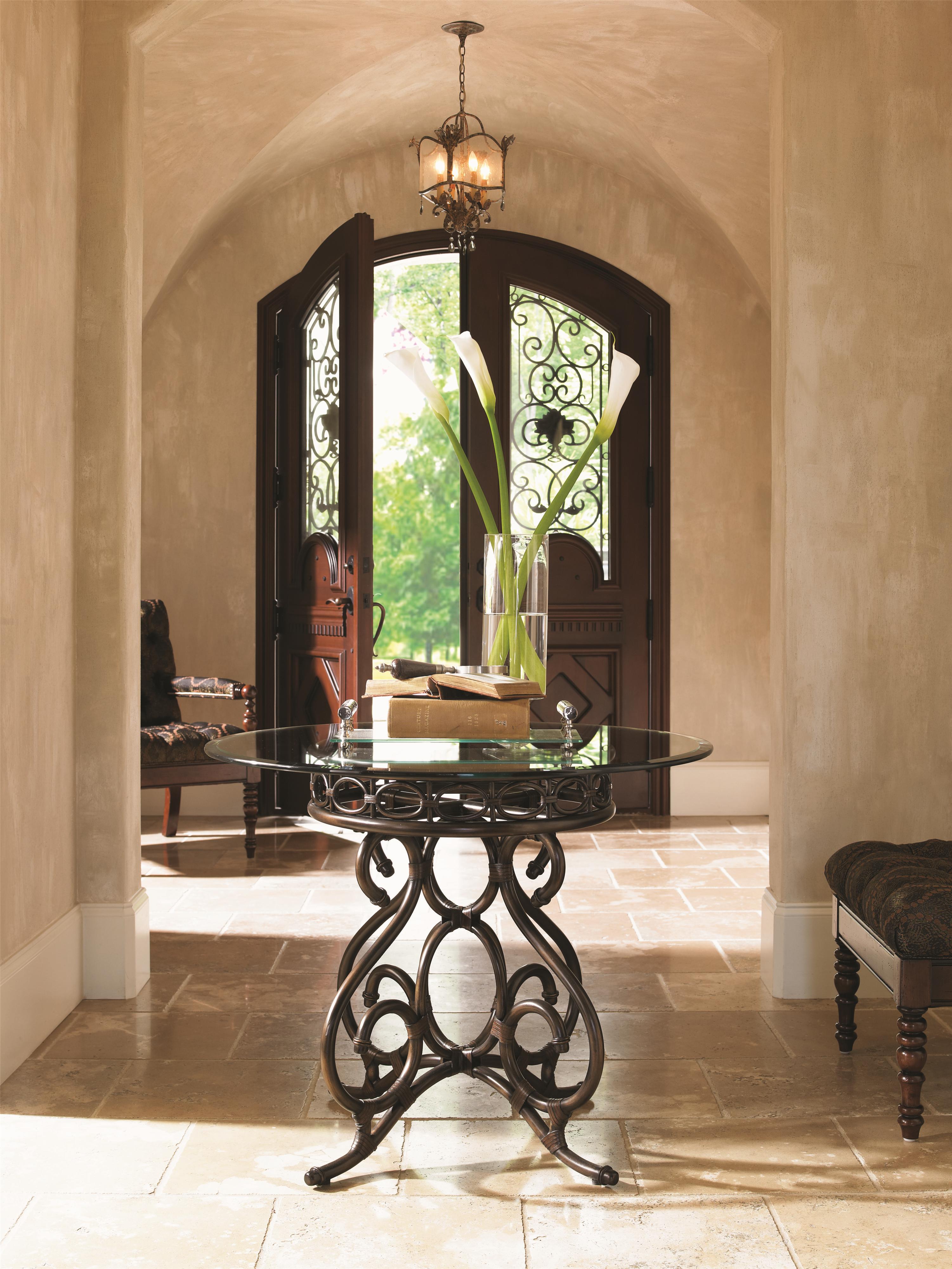 Tommy Bahama Home Landara Capistrano Dining Table with 36 Inch Glass