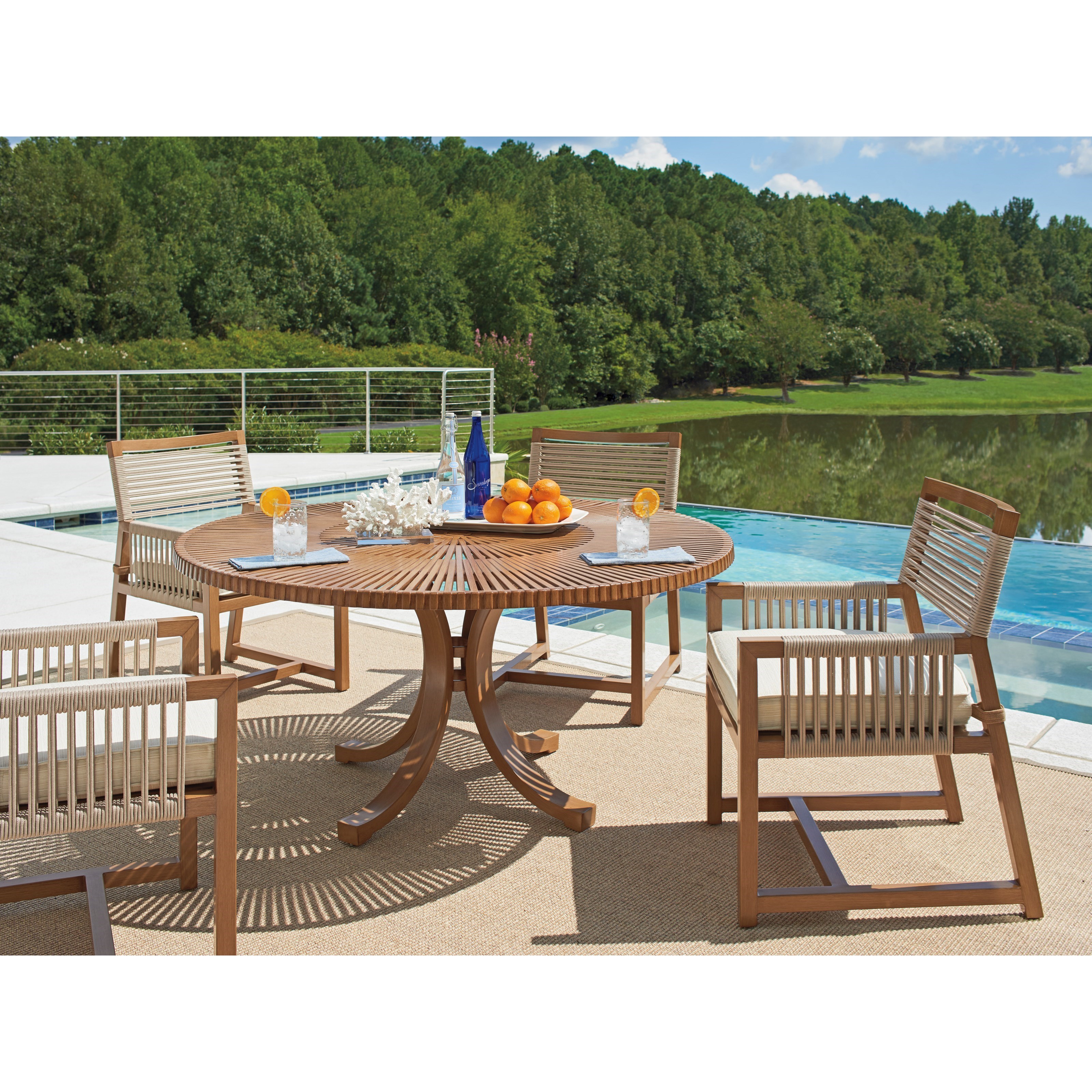 Tommy Bahama Outdoor Living St Tropez 5 Piece Outdoor Dining Set With Round Table Howell Furniture Outdoor Dining Sets