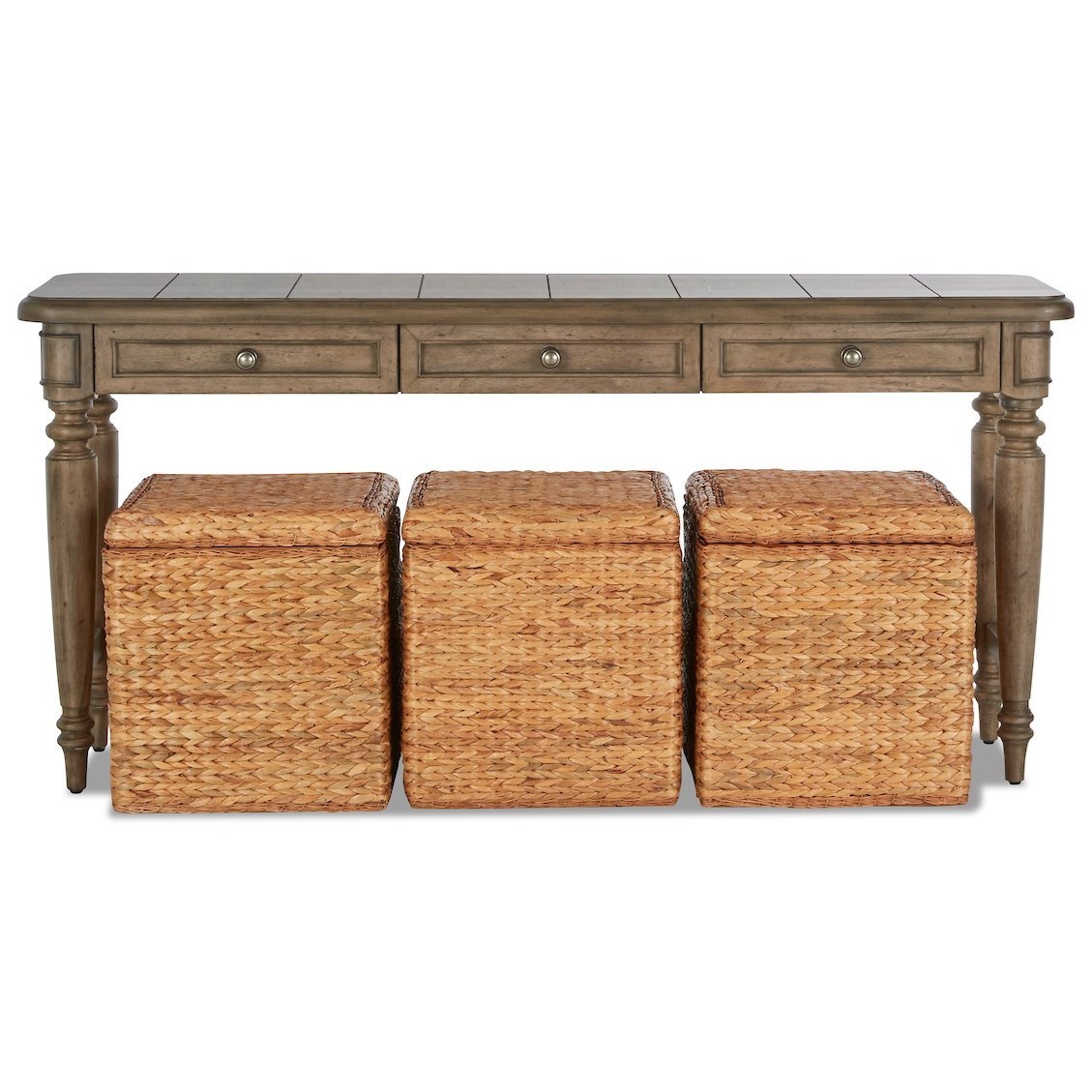 Trisha Yearwood Home Collection By Klaussner Nashville 750 825 Stbl Belmont 3 Drawer Sofa Table Efo Furniture Outlet Sofa Tables Consoles