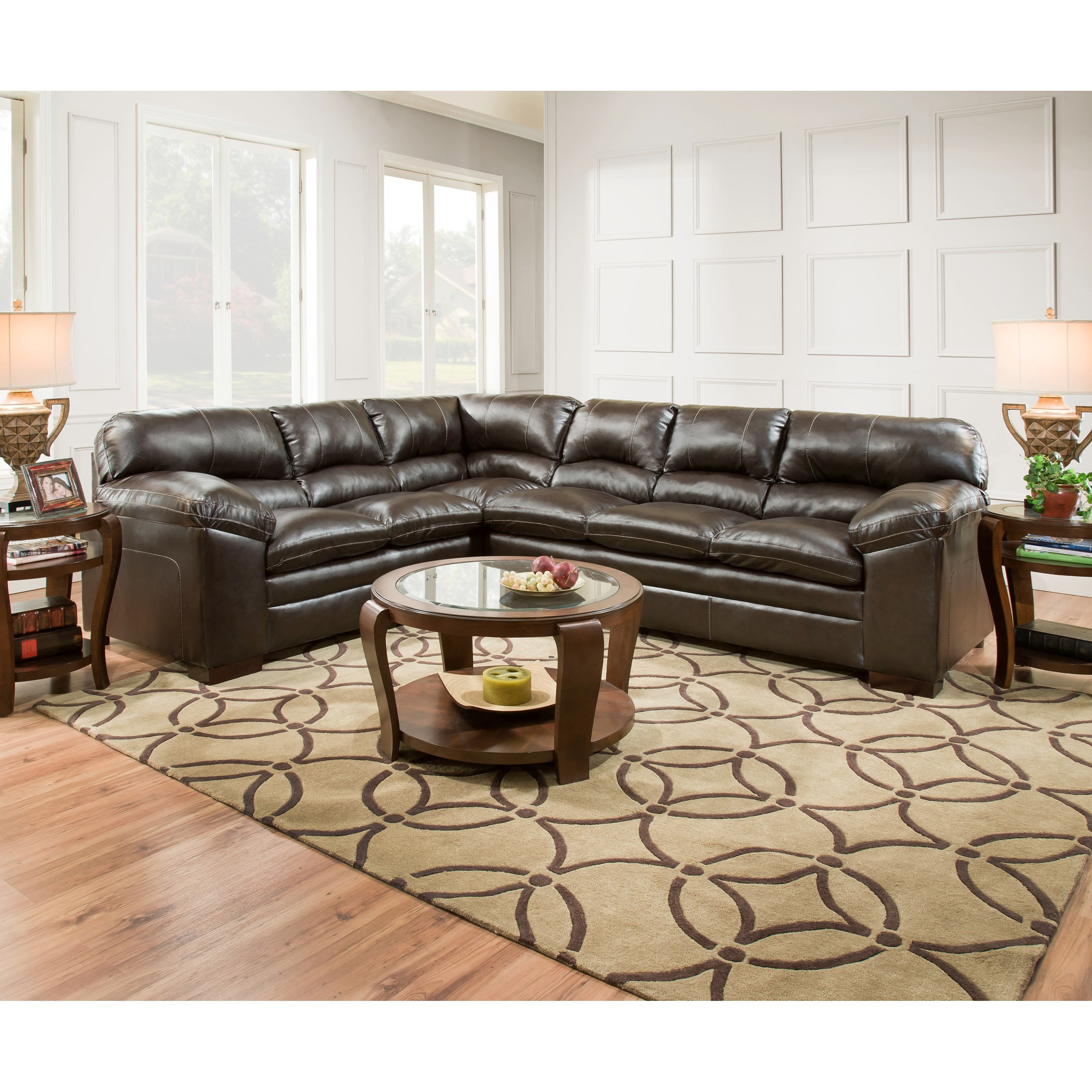 United Furniture Industries 8049 Casual Sectional Sofa with Pillow Arms