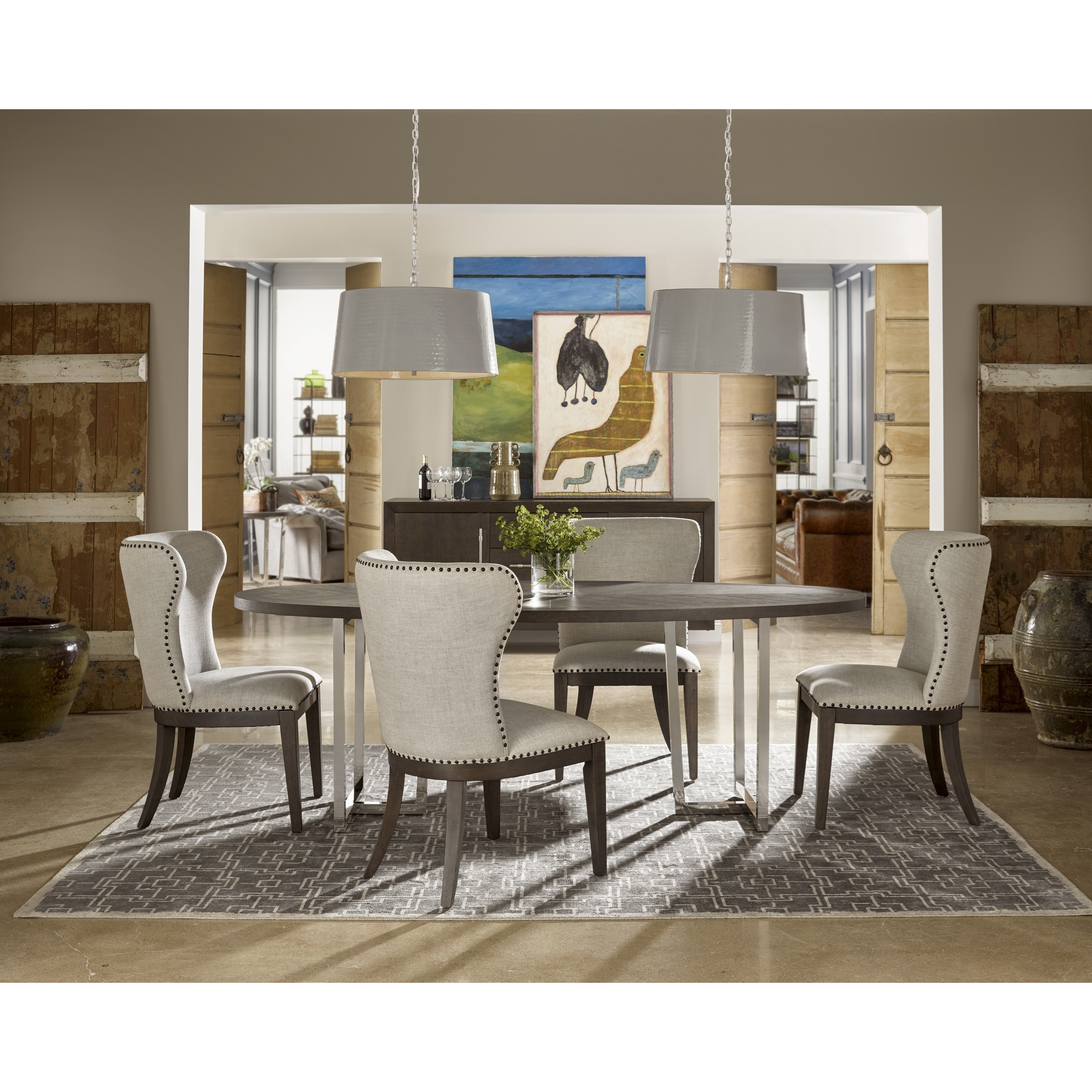 Universal Curated Bladwin Upholstered Side Chair with Nailhead Tack Belfort Furniture Dining