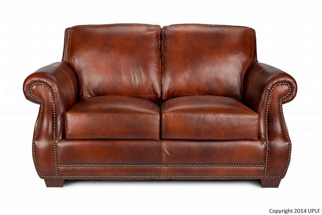 USA Premium Leather 5751 Traditional Leather Loveseat with Nailhead