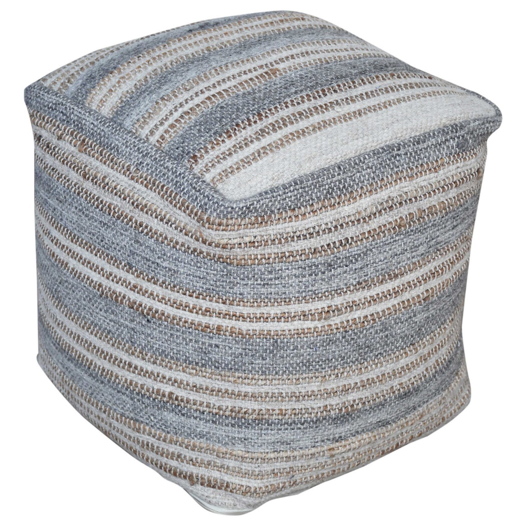 Accent Furniture - Ottomans Mesick Handwoven Gray Pouf Accent Furniture - Ottomans Mesick Handwoven Gray Pouf