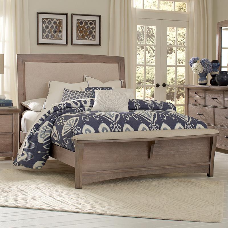 Vaughan Bassett Transitions Queen Upholstered Bed, Base Cloth Linen