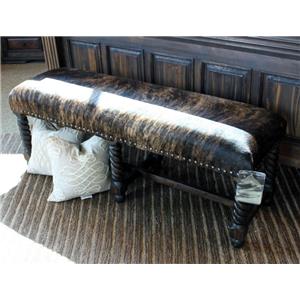 Vintage Accents Brown Cowhide Bench