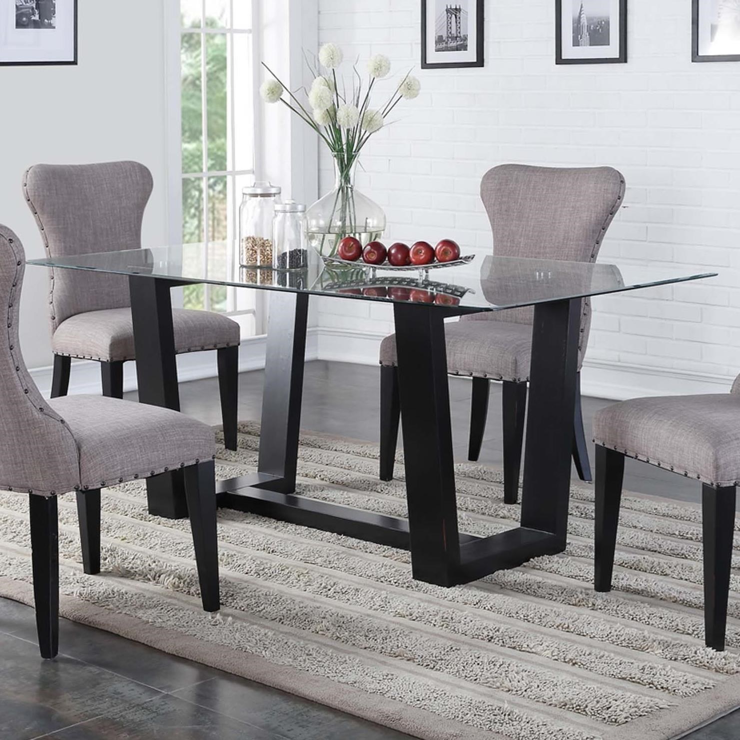 Winners Only Encore 70" Glass Top Table with Trestle Base ...