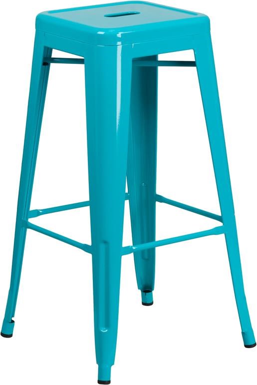 Winslow Home Metal Indoor Outdoor Chairs Win 1398 30 High Backless Teal Indoor Outdoor Barstool Sam Levitz Furniture Bar Stools