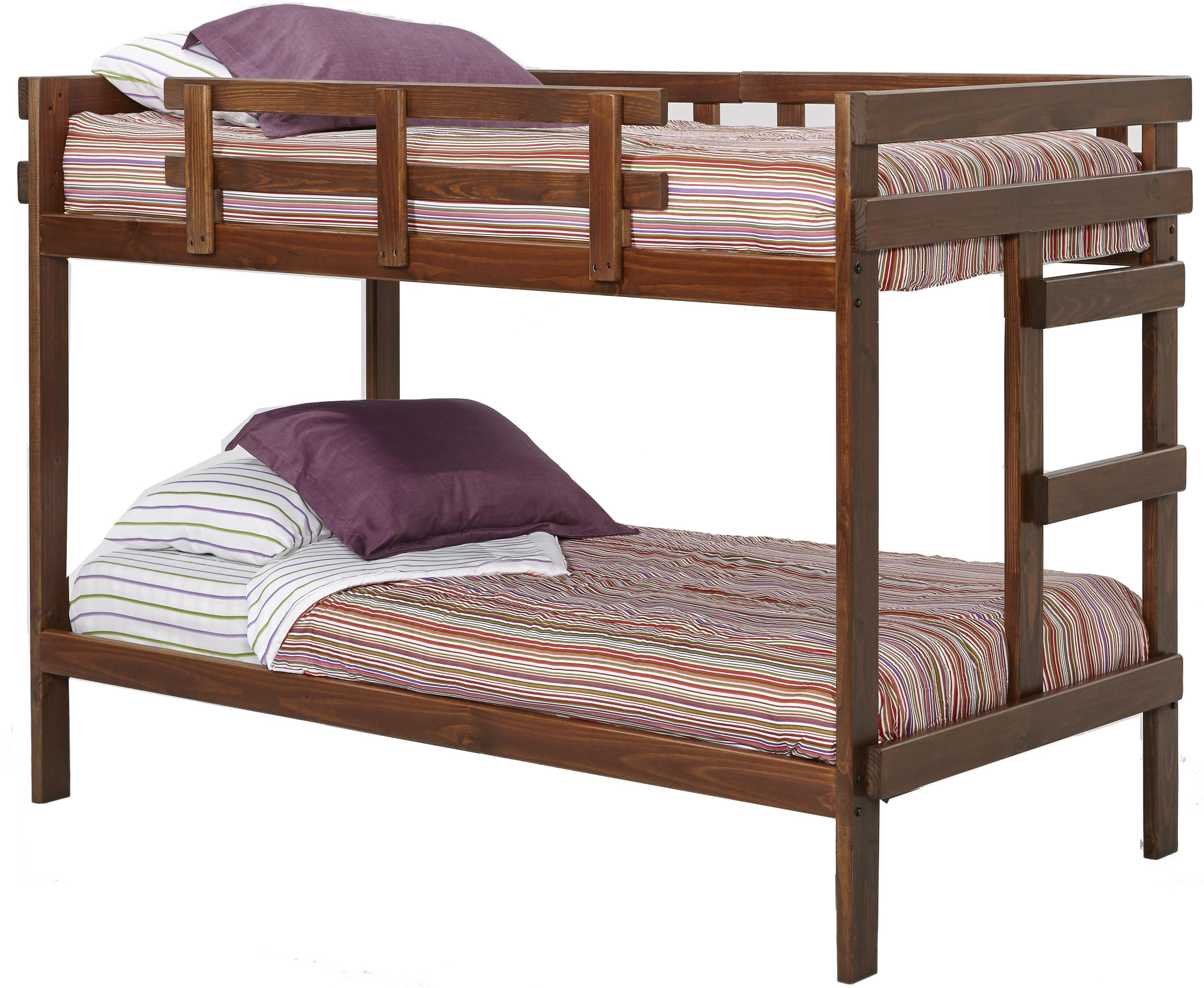 Woodcrest Heartland Traditional Style Wooden Bunk Bed With Built