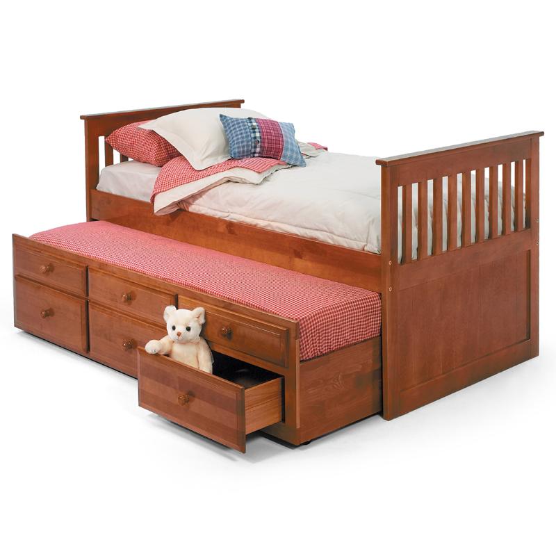 Woodcrest Pine Ridge Twin Mission Bed with Twin Trundle and 3 Underbed