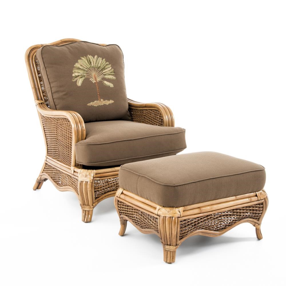 Braxton Culler Shorewood Tropical Rattan Chair and Ottoman Set Baer's