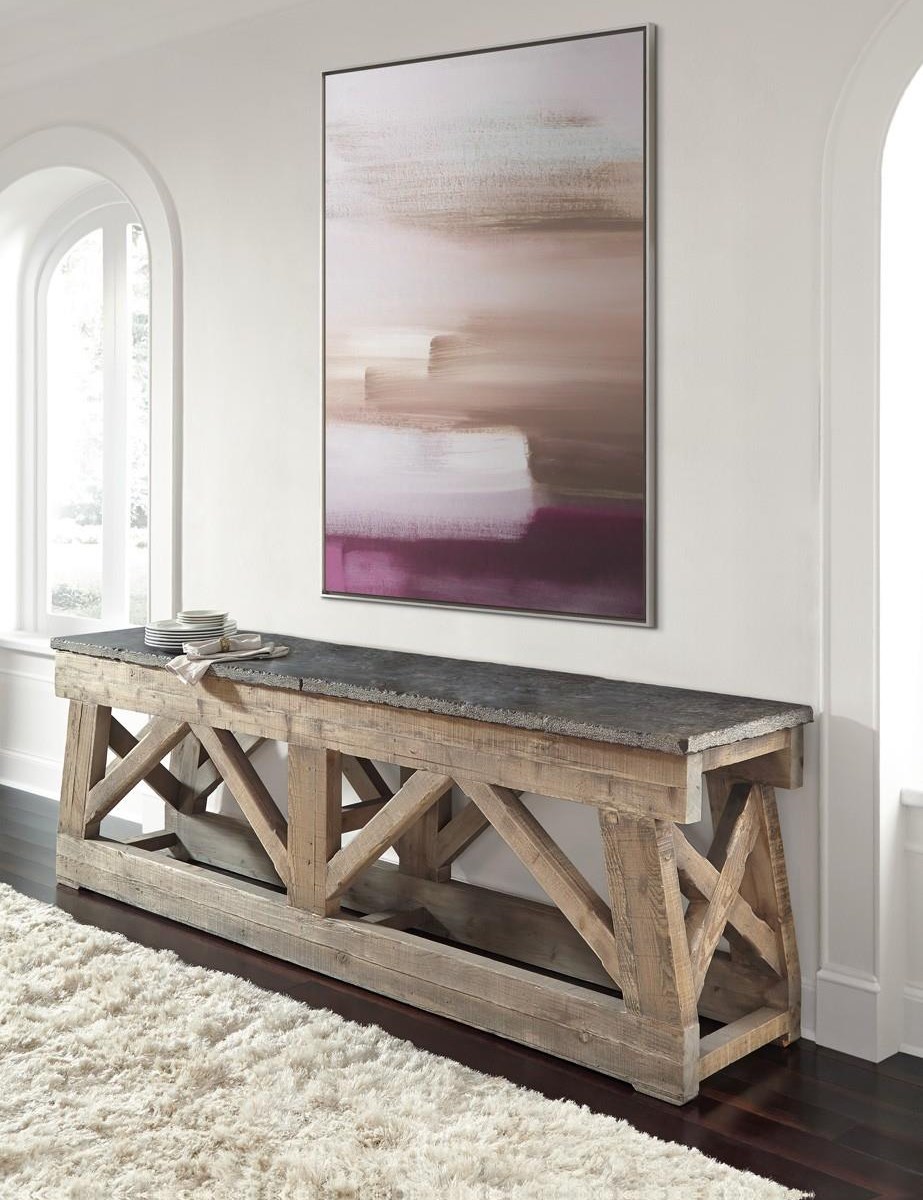 Classic Home Marbella 100" Rustic Reclaimed Pine Topped with Bluestone