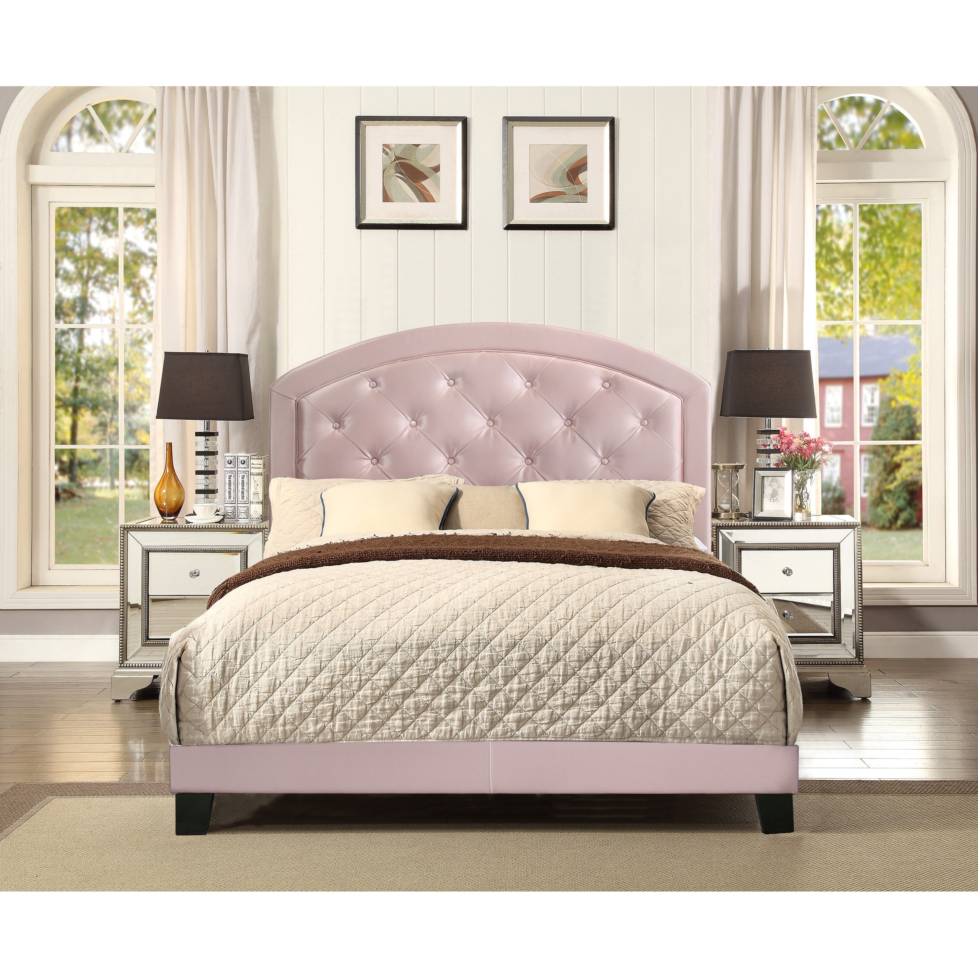 Crown Mark Gaby Full Upholstered Platform Bed with Adjustable Headboard