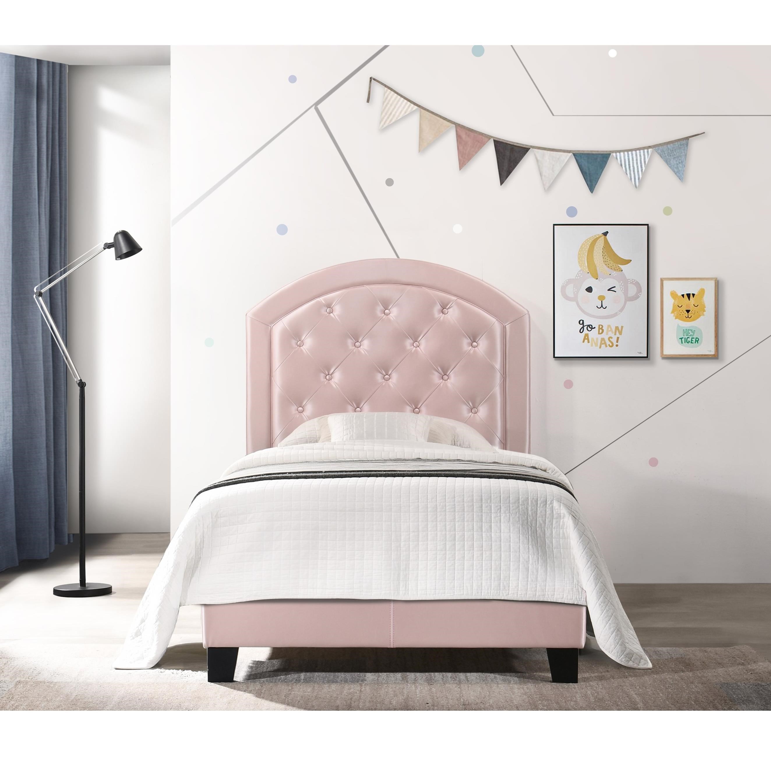 Crown Mark Gaby Twin Upholstered Platform Bed with Adjustable Headboard