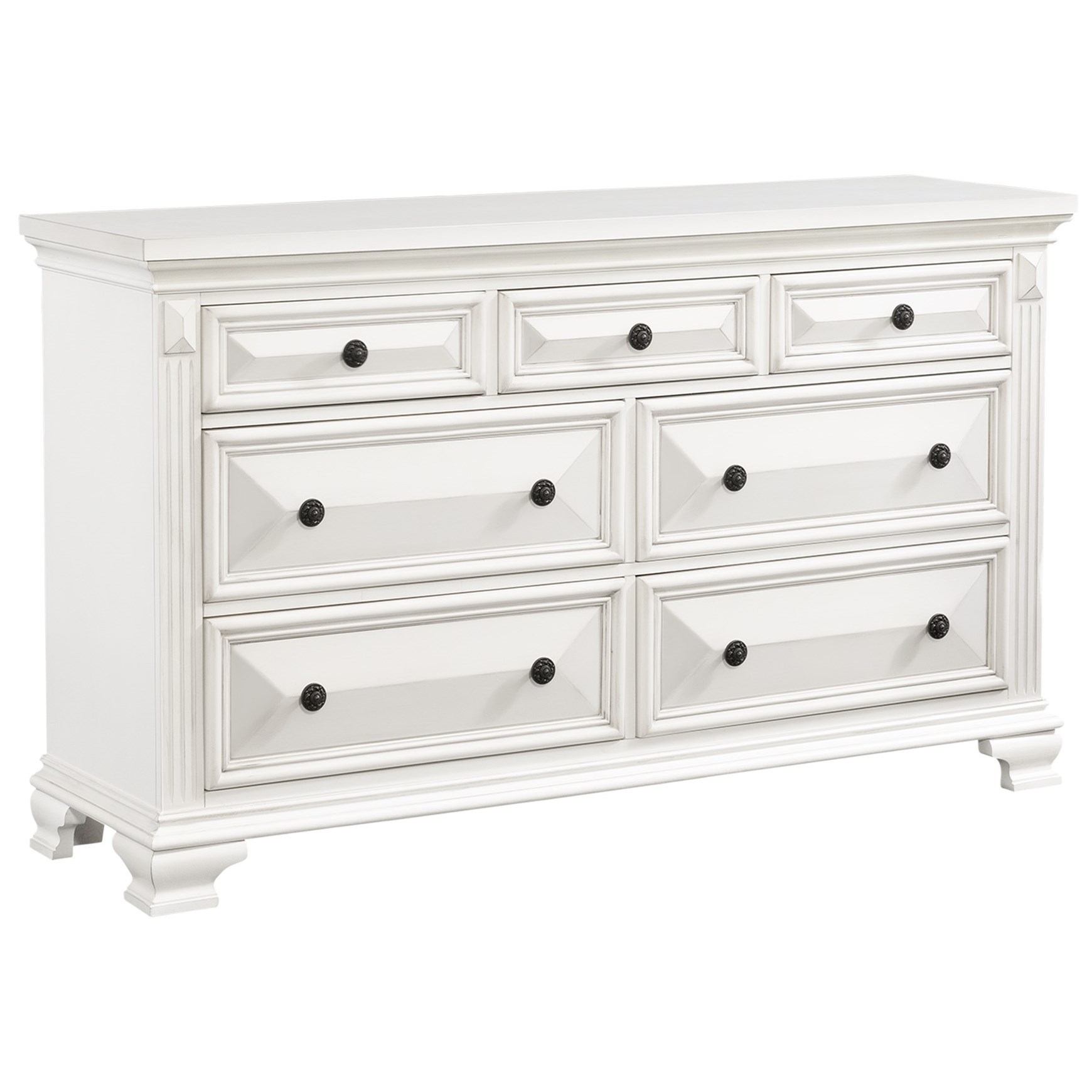 Elements Calloway Traditional 7Drawer Dresser with Fluted Pilasters