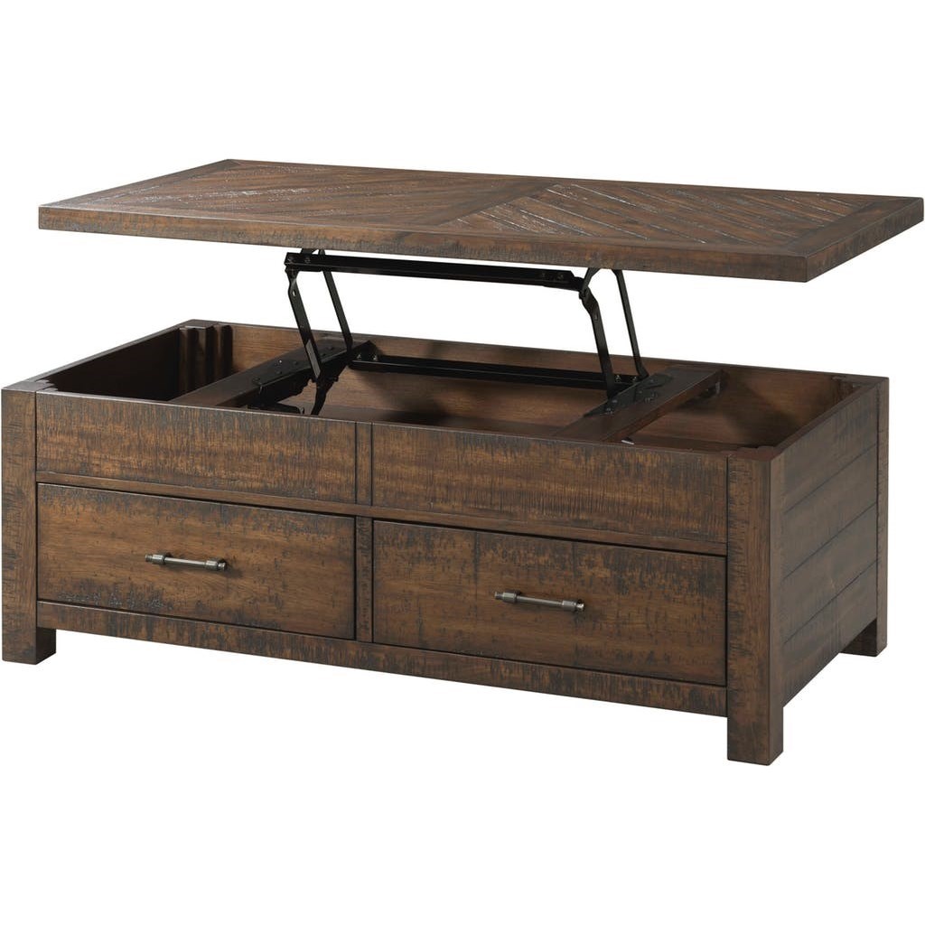 Elements Jax Rustic Coffee Table with Lift Top and 2 Drawers Royal