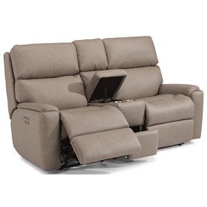 Flexsteel Rio Power Reclining Loveseat with Console