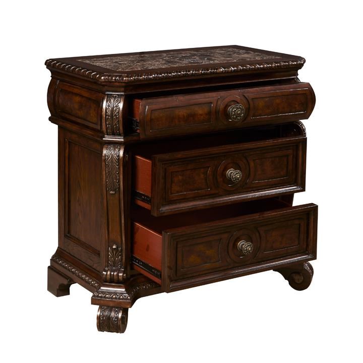 Home Insights Vintage Nightstand with Marble Inlay Royal Furniture