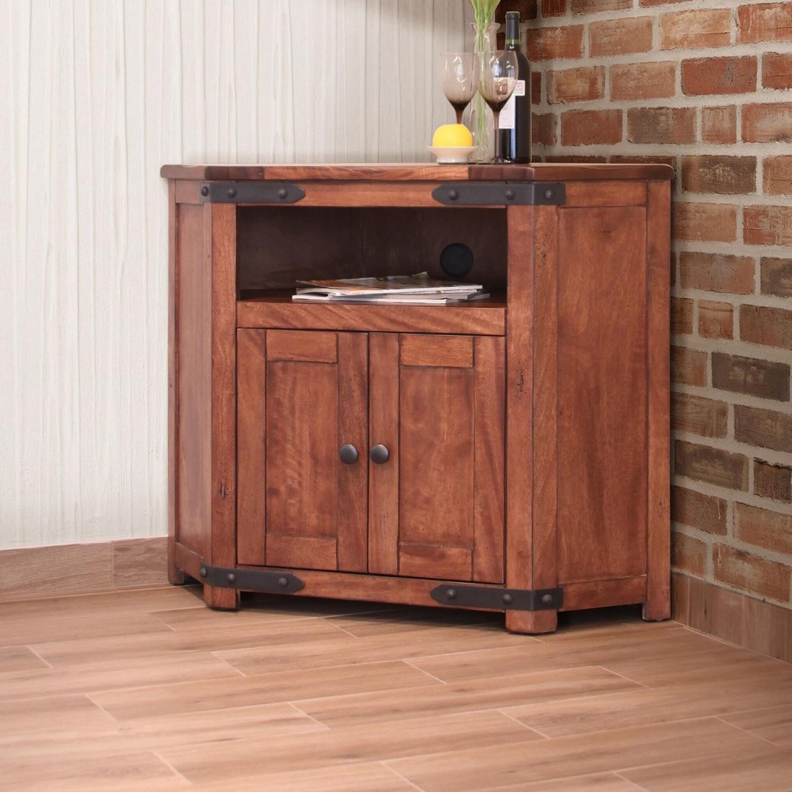 International Furniture Direct Parota Rustic 2 Door Corner ...