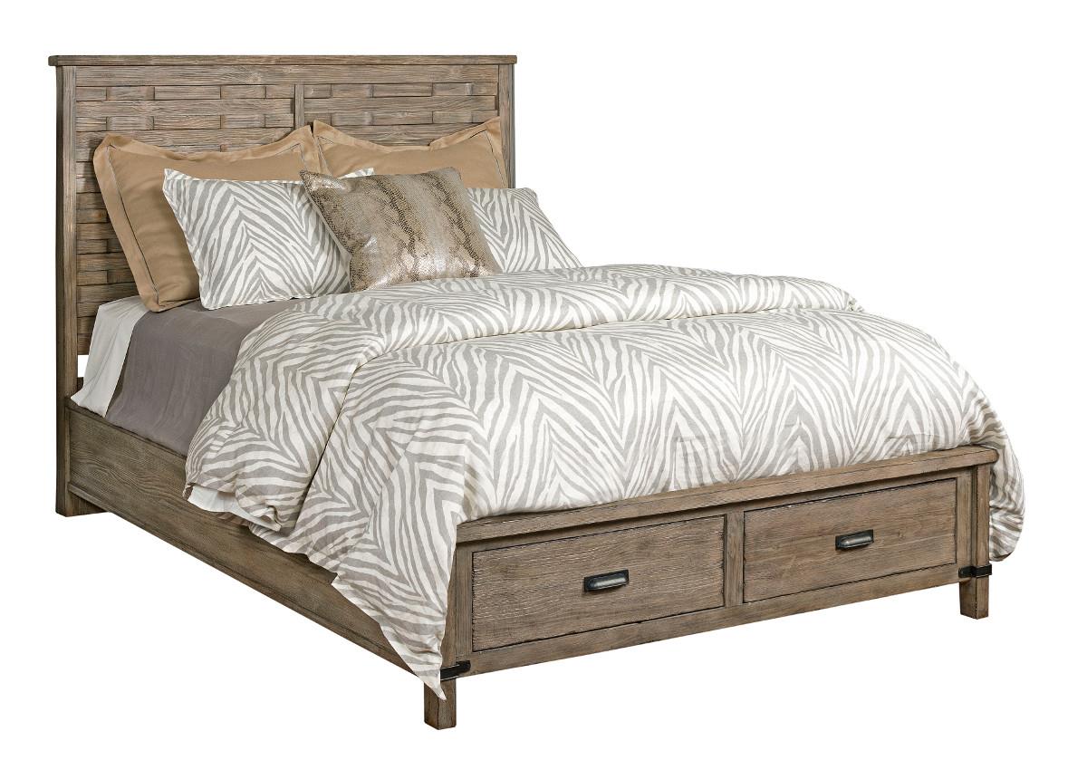 Queen Panel Bed with Storage Footboard