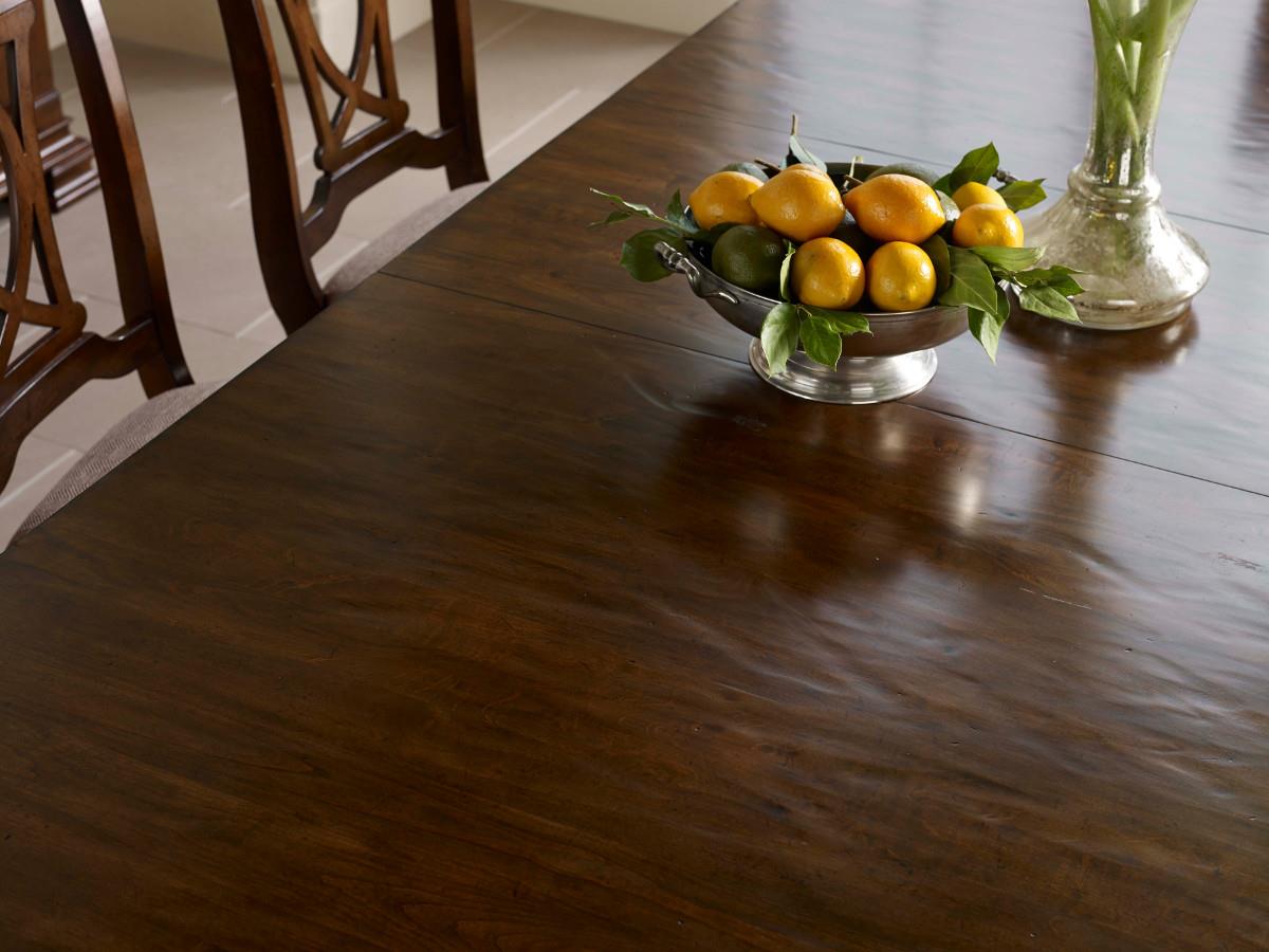 Kincaid Furniture Portolone 95054P Portolone Solid Wood Trestle Table with Two Extension Leaves