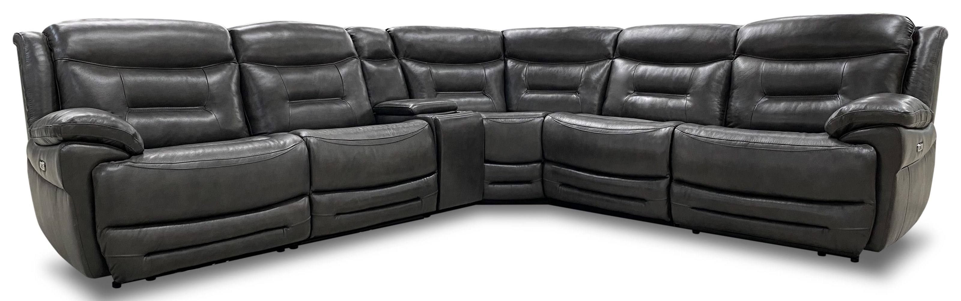 K.C. JUDE MODULAR POWER RECLINING LEATHER SECTIONAL W/ POWER HEADRESTS